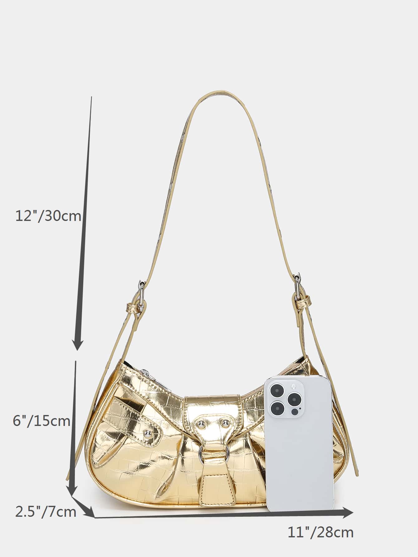 Geraffte Tasche mit Nieten Dekor