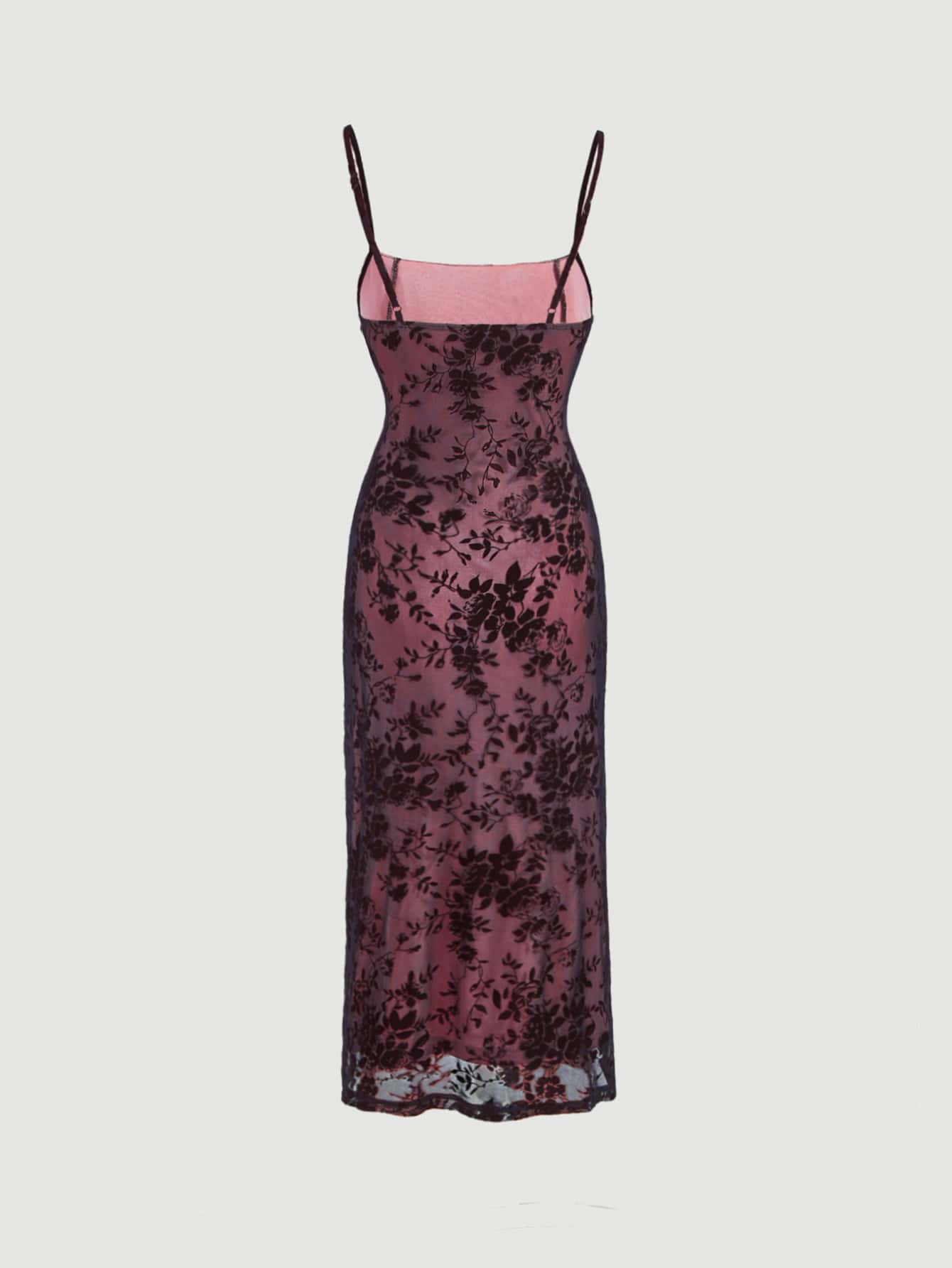 Cami Kleid mit Blume Muster, Rüschen, Schlitz