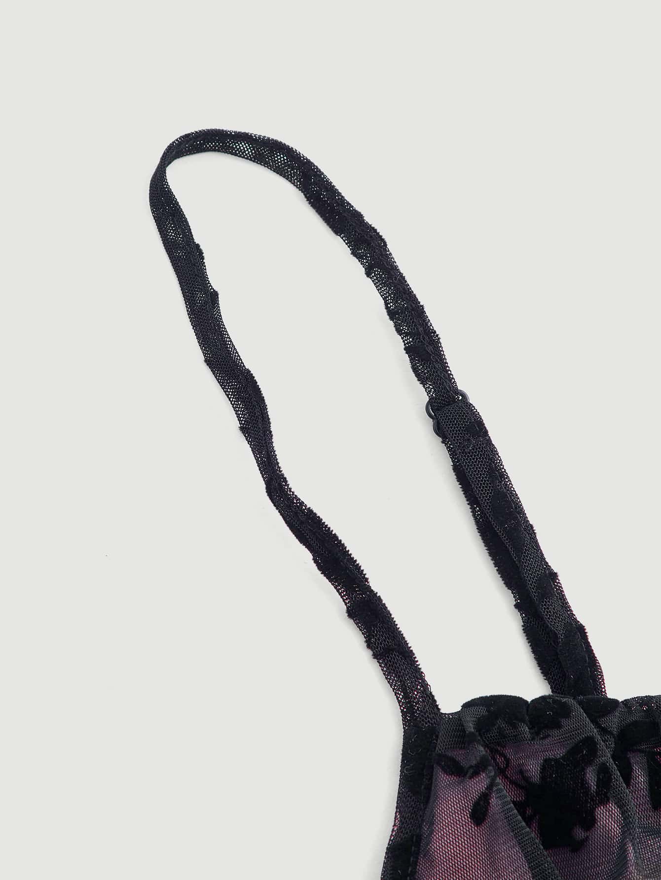 Cami Kleid mit Blume Muster, Rüschen, Schlitz