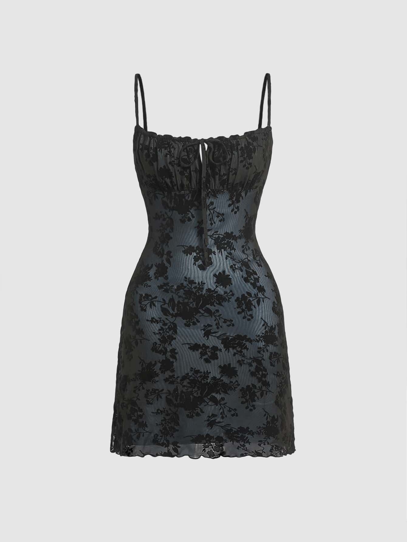 Cami Kleid mit Blume Muster, Band vorne