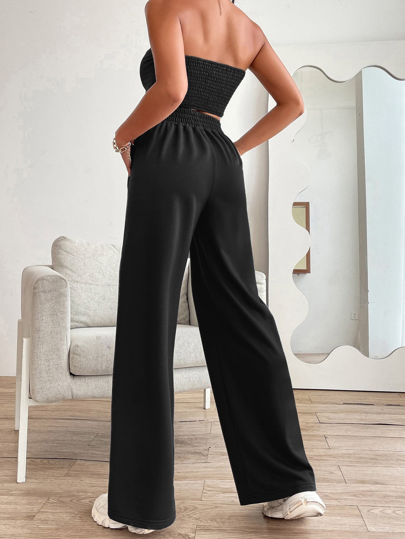 Crop Tube Top mit geraffter Rückseite, Bandana Saum & Hose