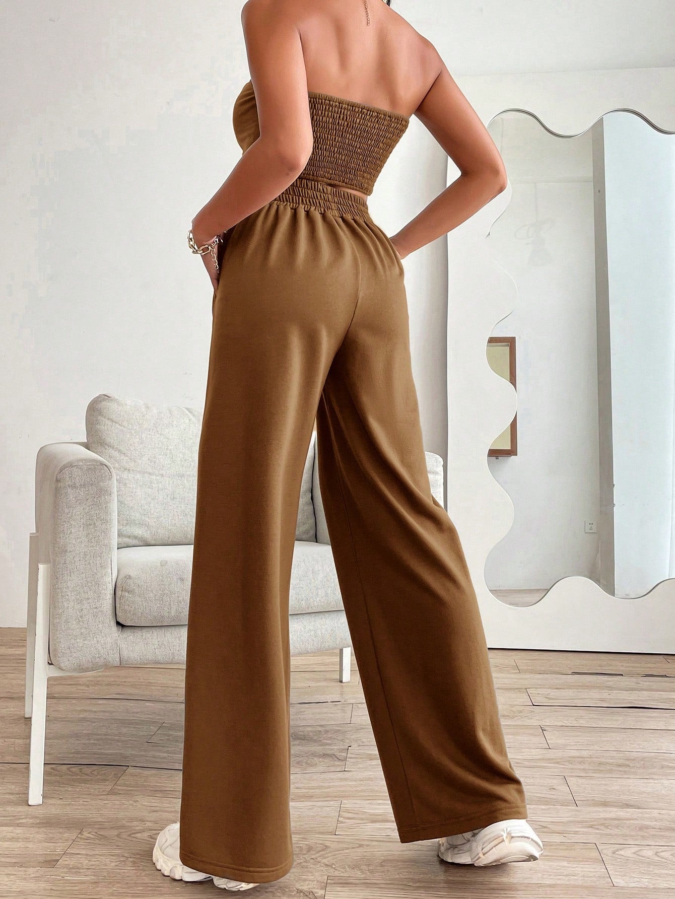 Crop Tube Top mit geraffter Rückseite, Bandana Saum & Hose