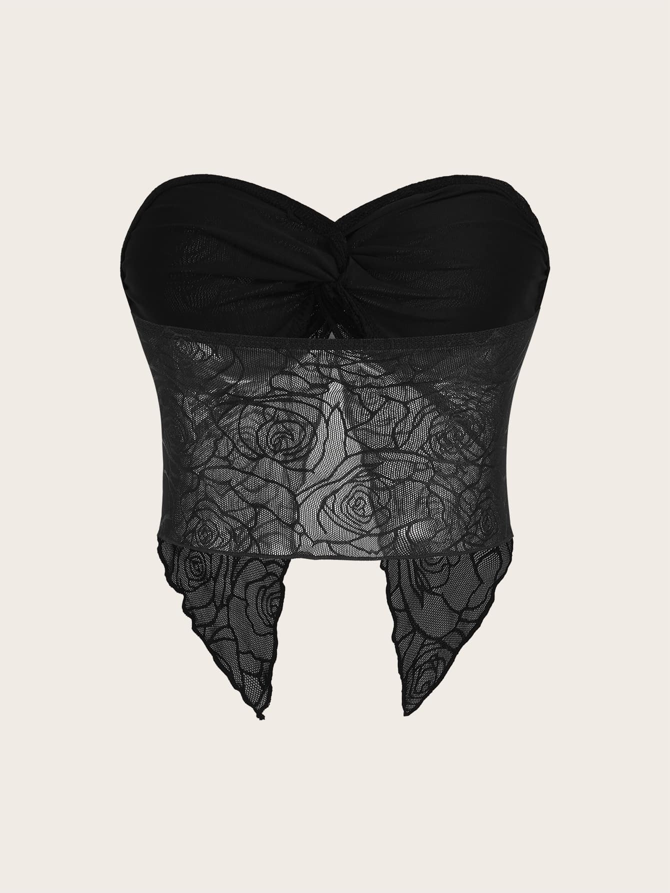 Tube Top mit Twist vorne, asymmetrischem Saum,