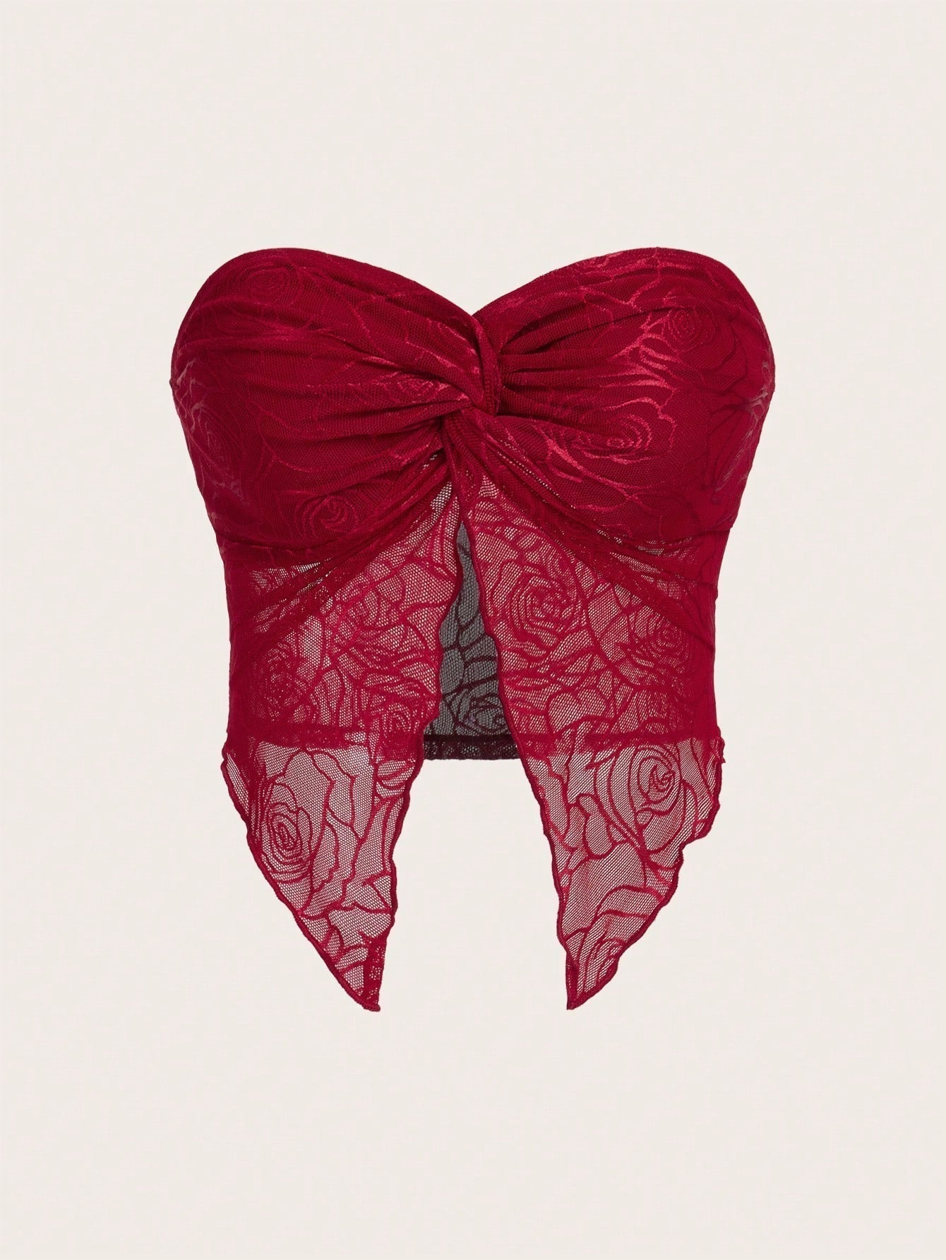 Tube Top mit Twist vorne, asymmetrischem Saum,