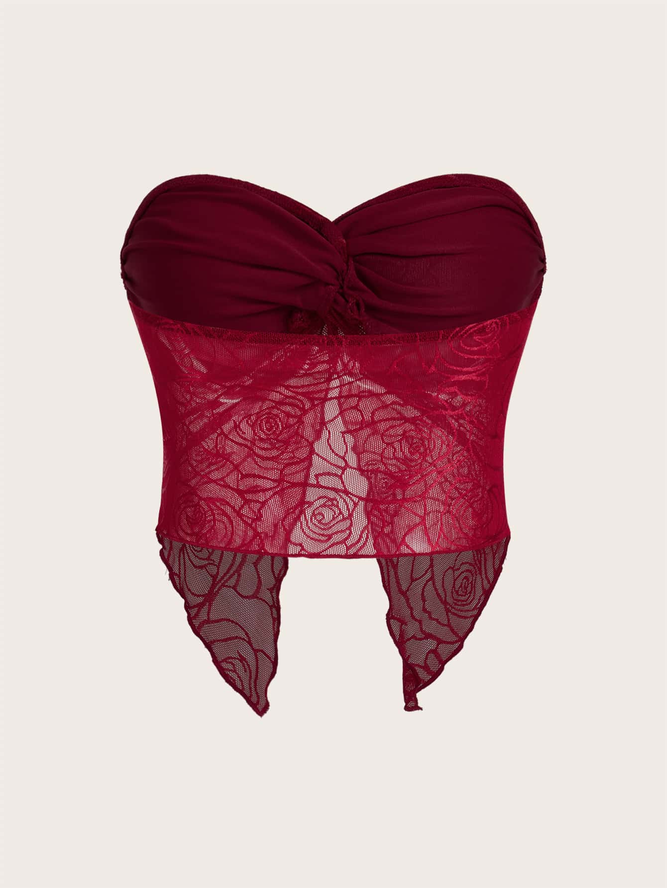 Tube Top mit Twist vorne, asymmetrischem Saum,