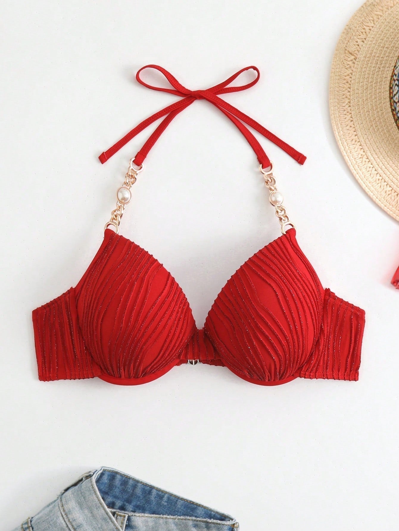 PUSH UP Bikini Top mit Kette, Neckholder
