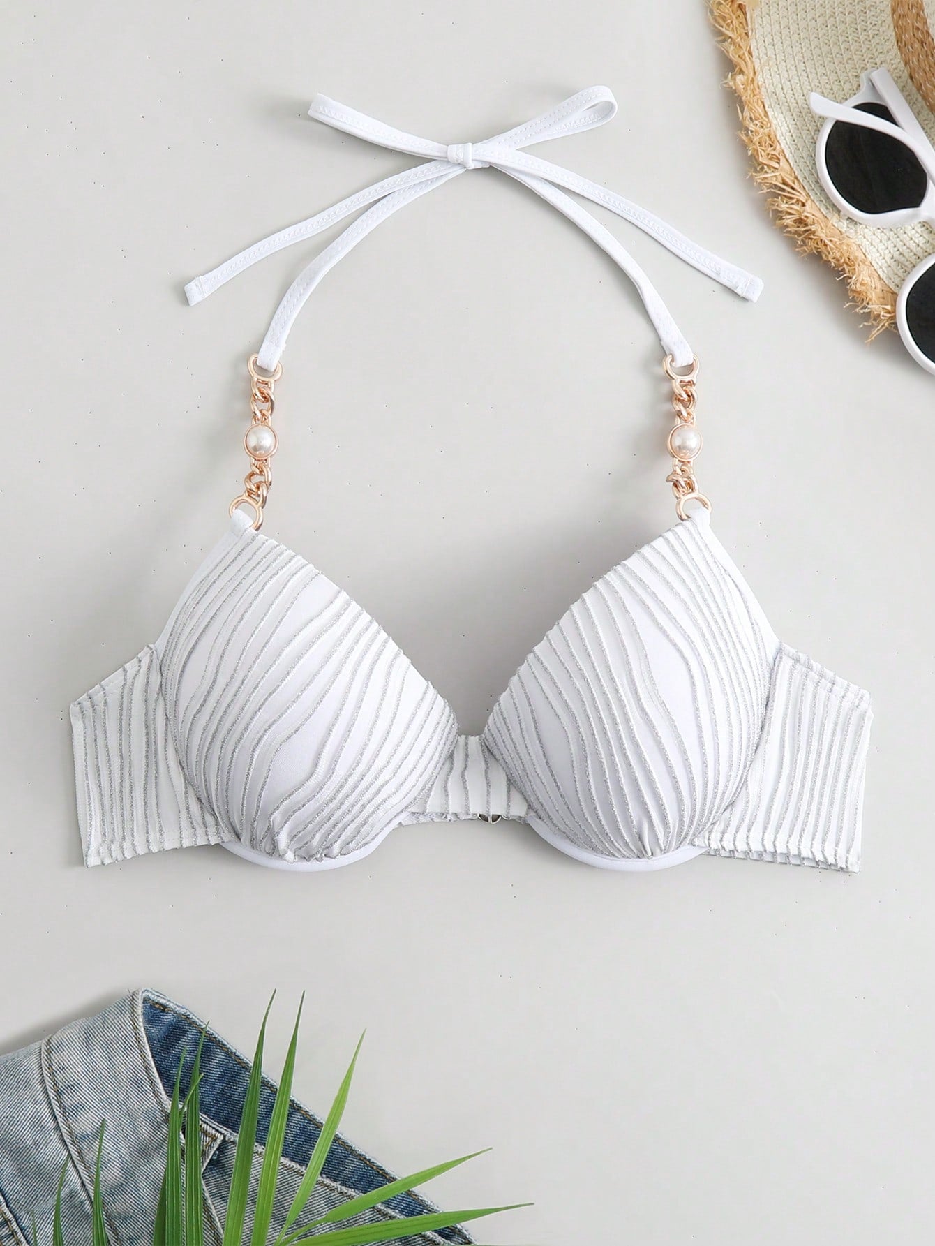 PUSH UP Bikini Top mit Kette, Neckholder