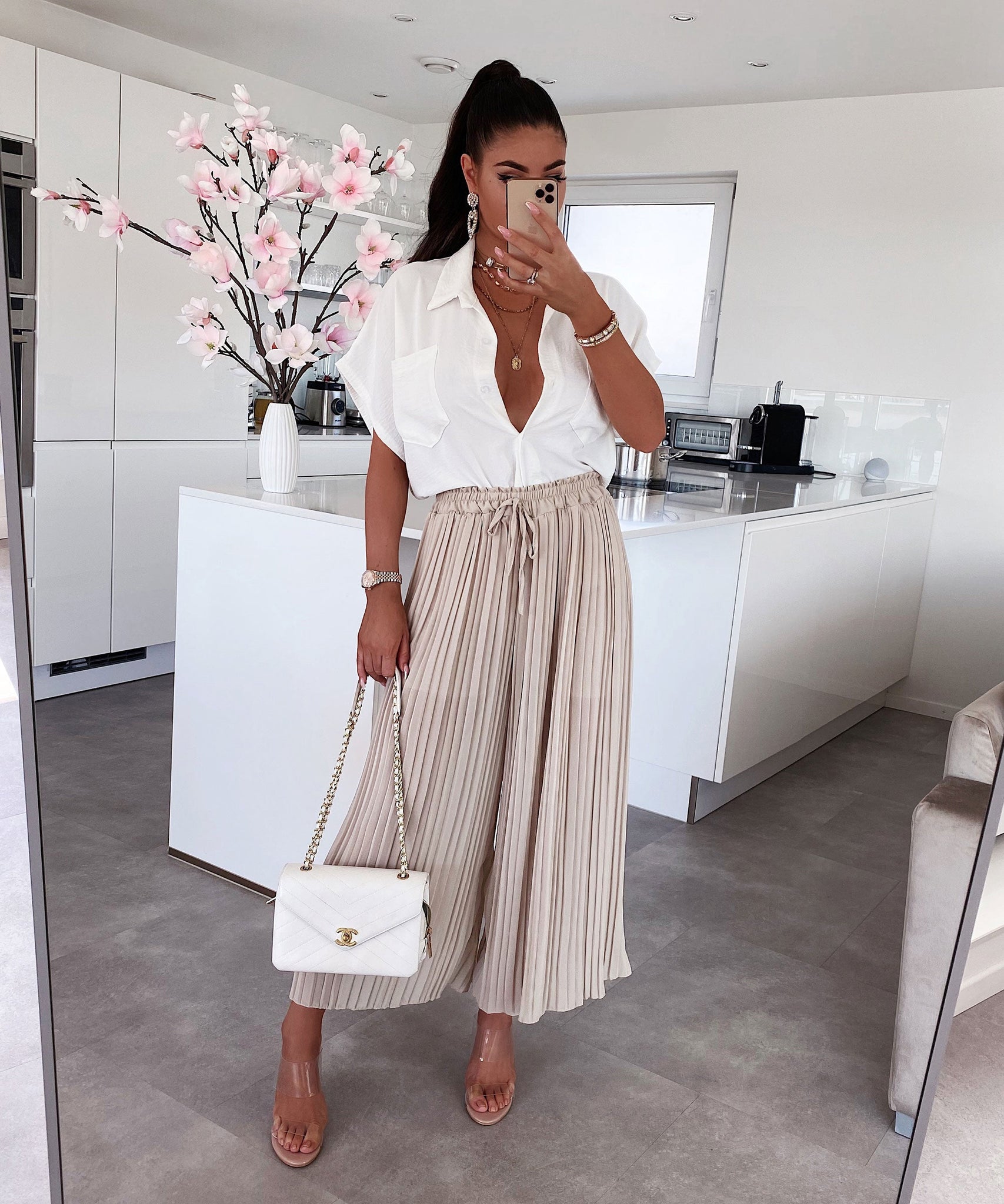 Plissee Hose Mira Beige