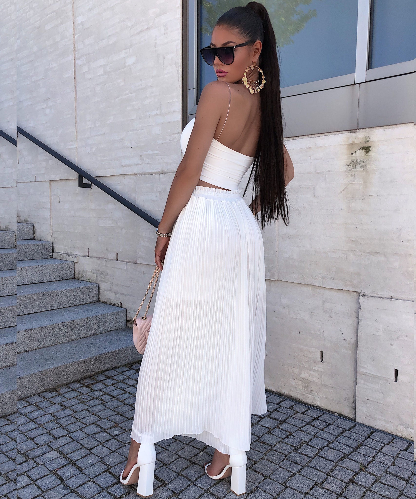 Plissee Hose Mira weiß