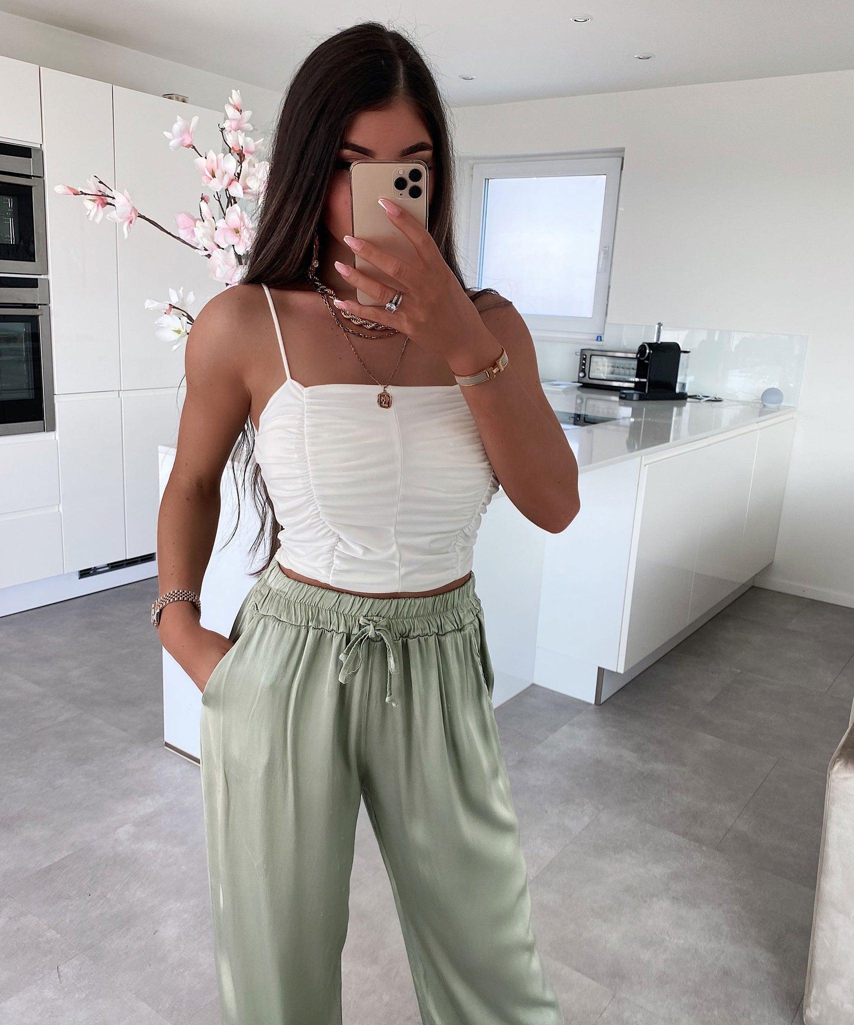 Satin Hose Alisa Khaki