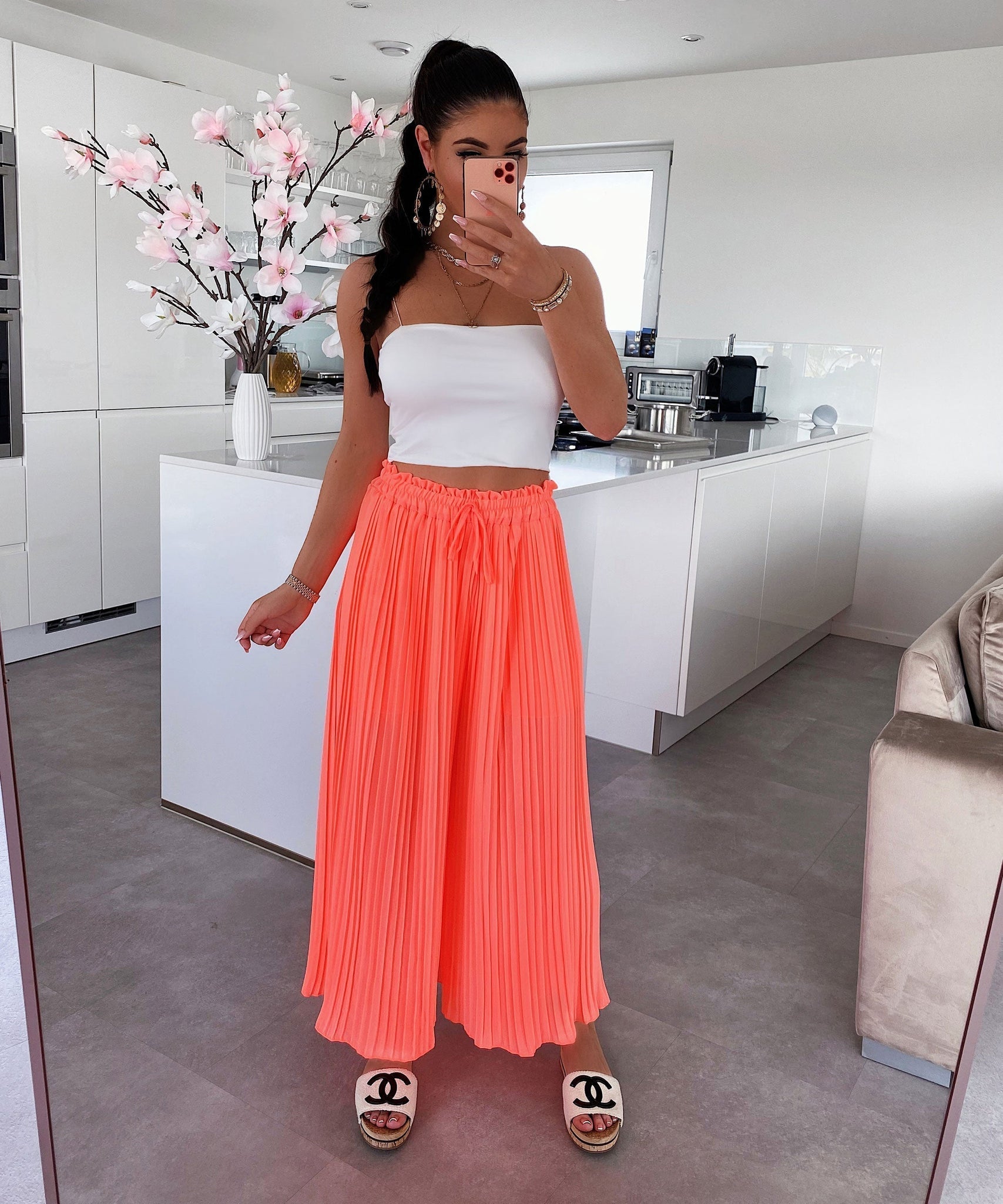 Plissee Hose Mira Neon Orange