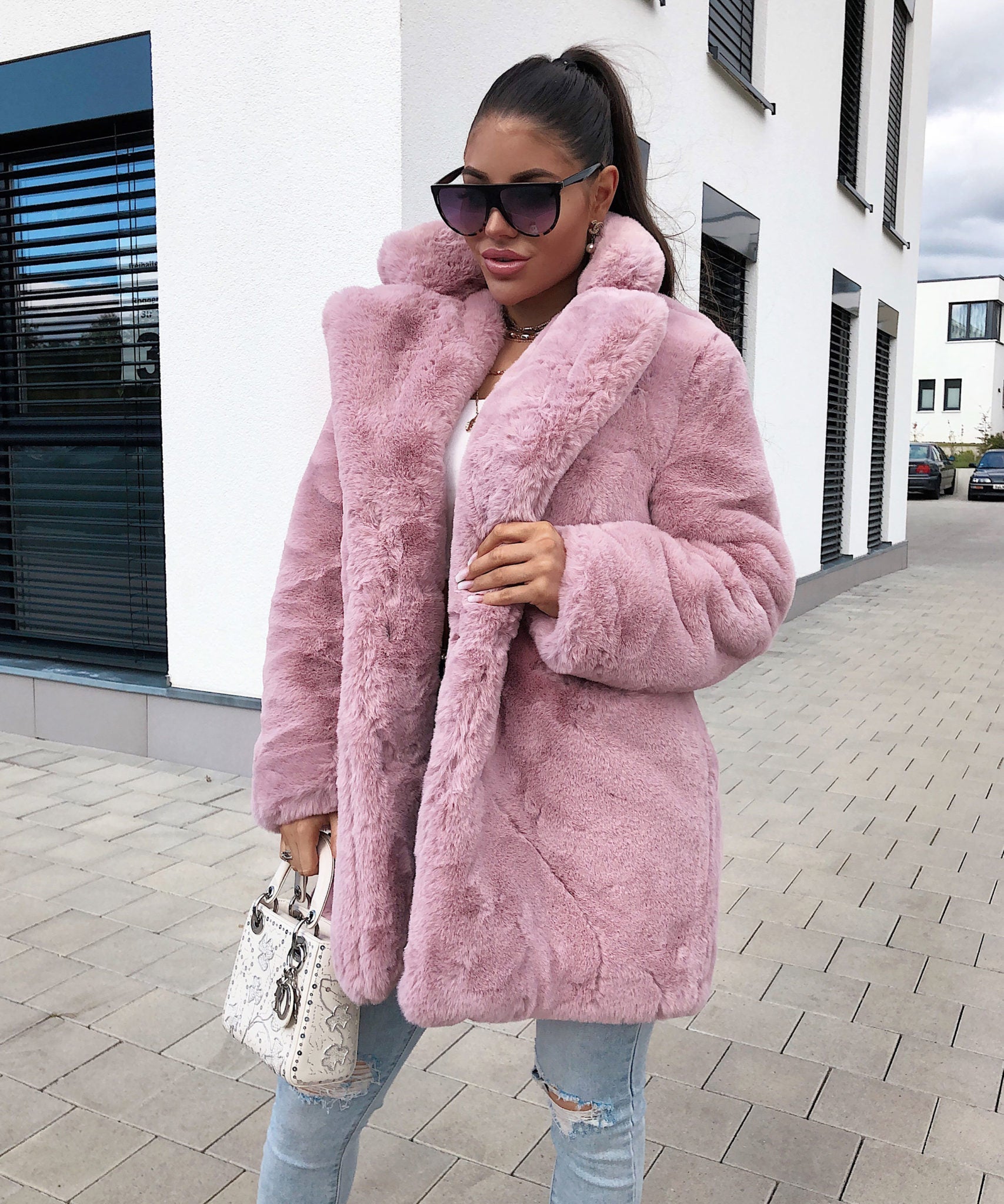 Teddyfell Jacke Rosa