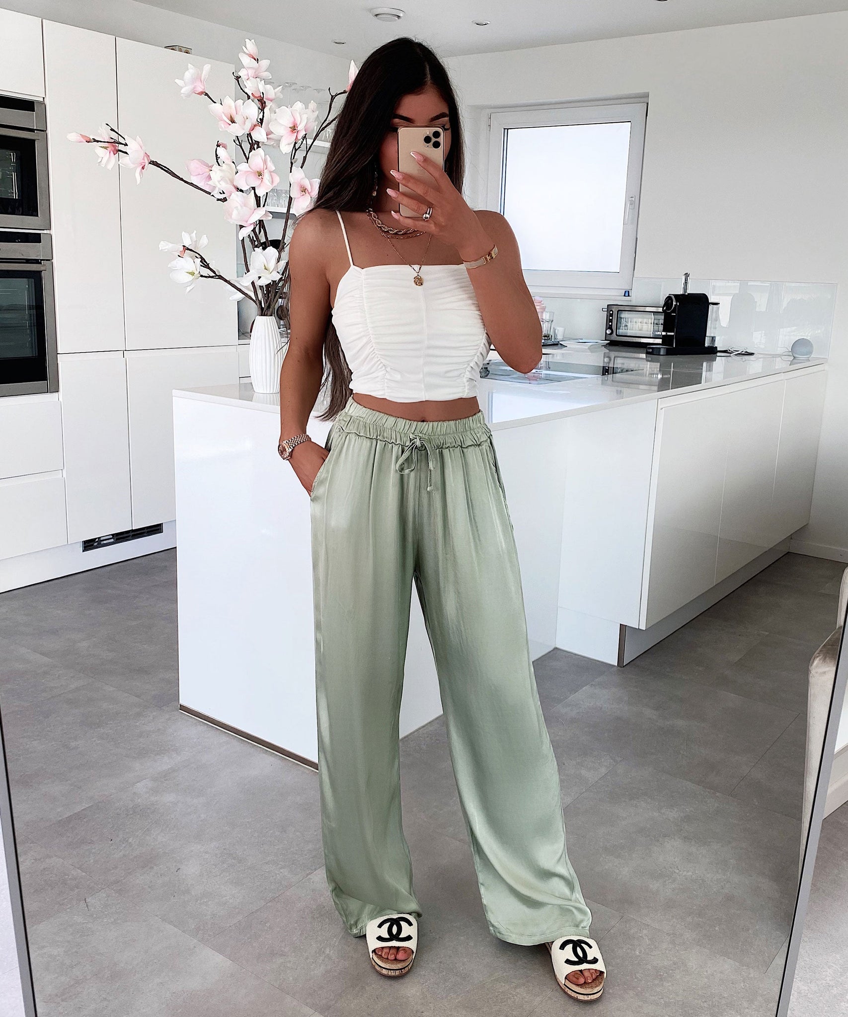 Satin Hose Alisa Khaki