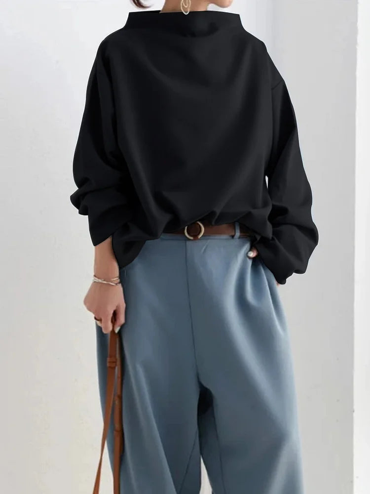 Zlata™ - Lässiges T-Shirt mit hohem Halsausschnitt und langen Ärmeln (50% Rabatt)