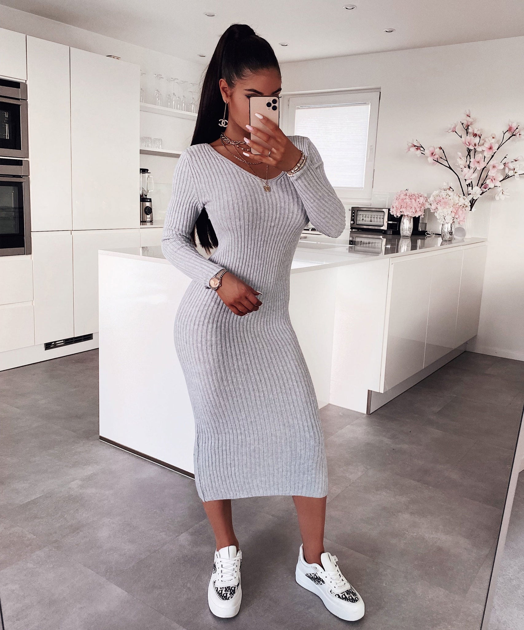 Strickkleid April Grau