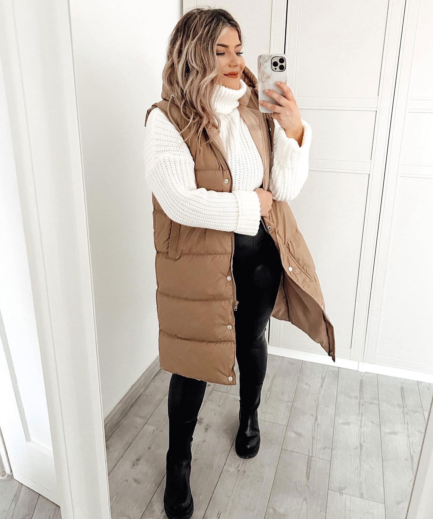 Weste Megan Lang Camel