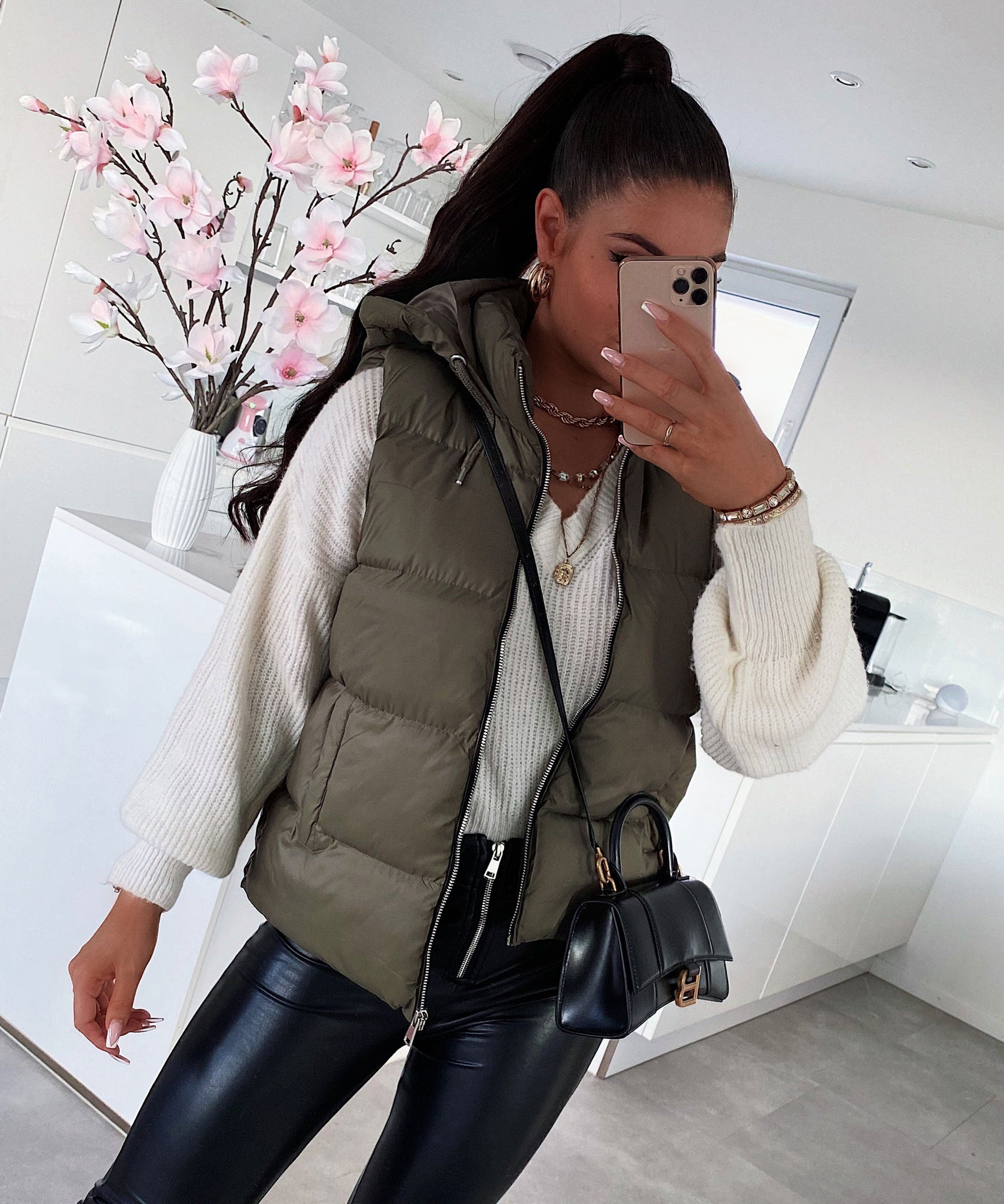 Weste Megan Kurz Khaki