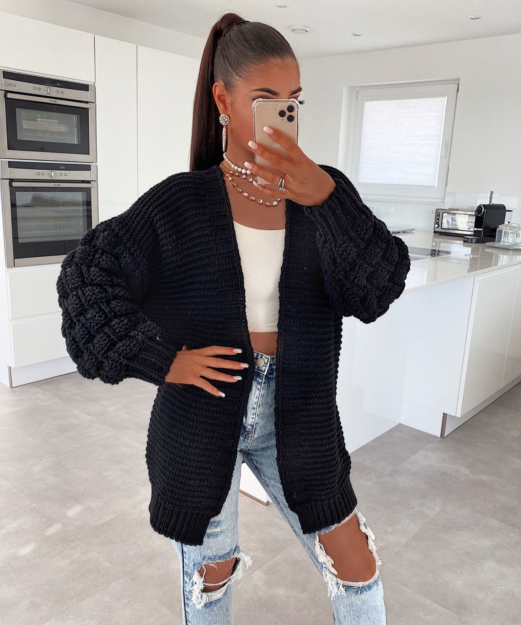 Strickjacke Cloudy Schwarz