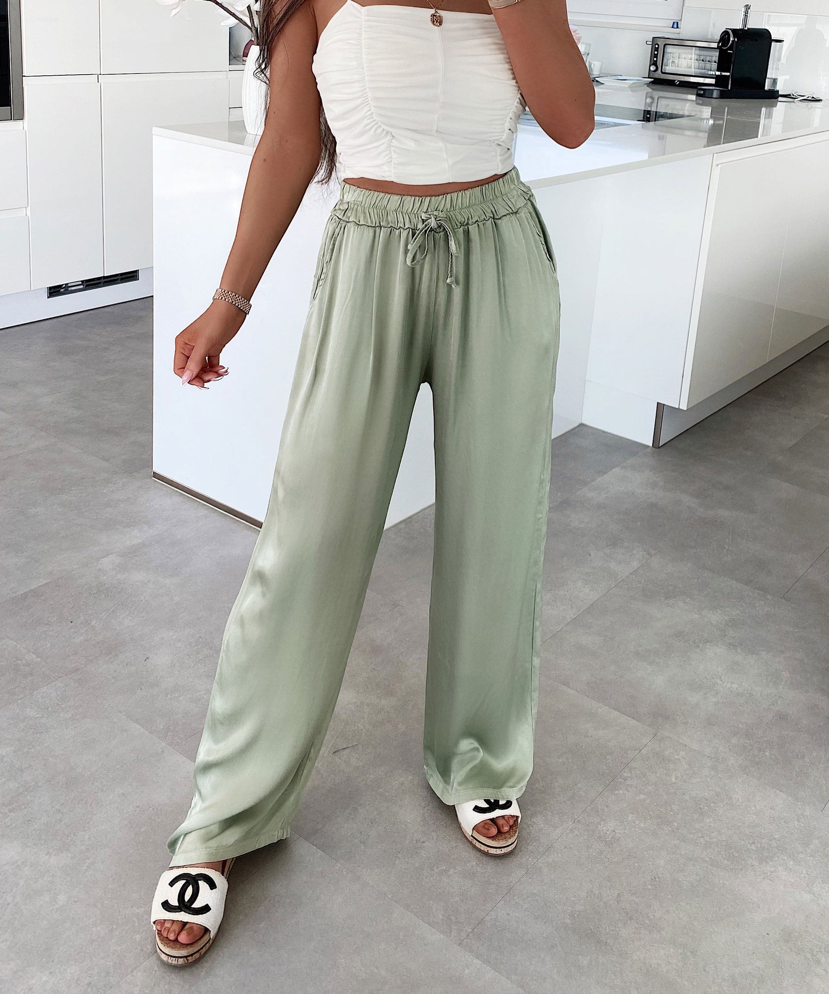 Satin Hose Alisa Khaki