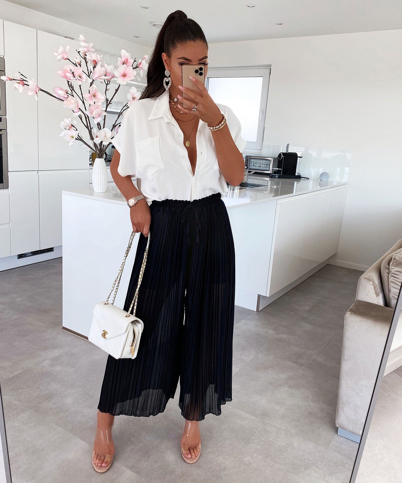 Plissee Hose Mira Schwarz