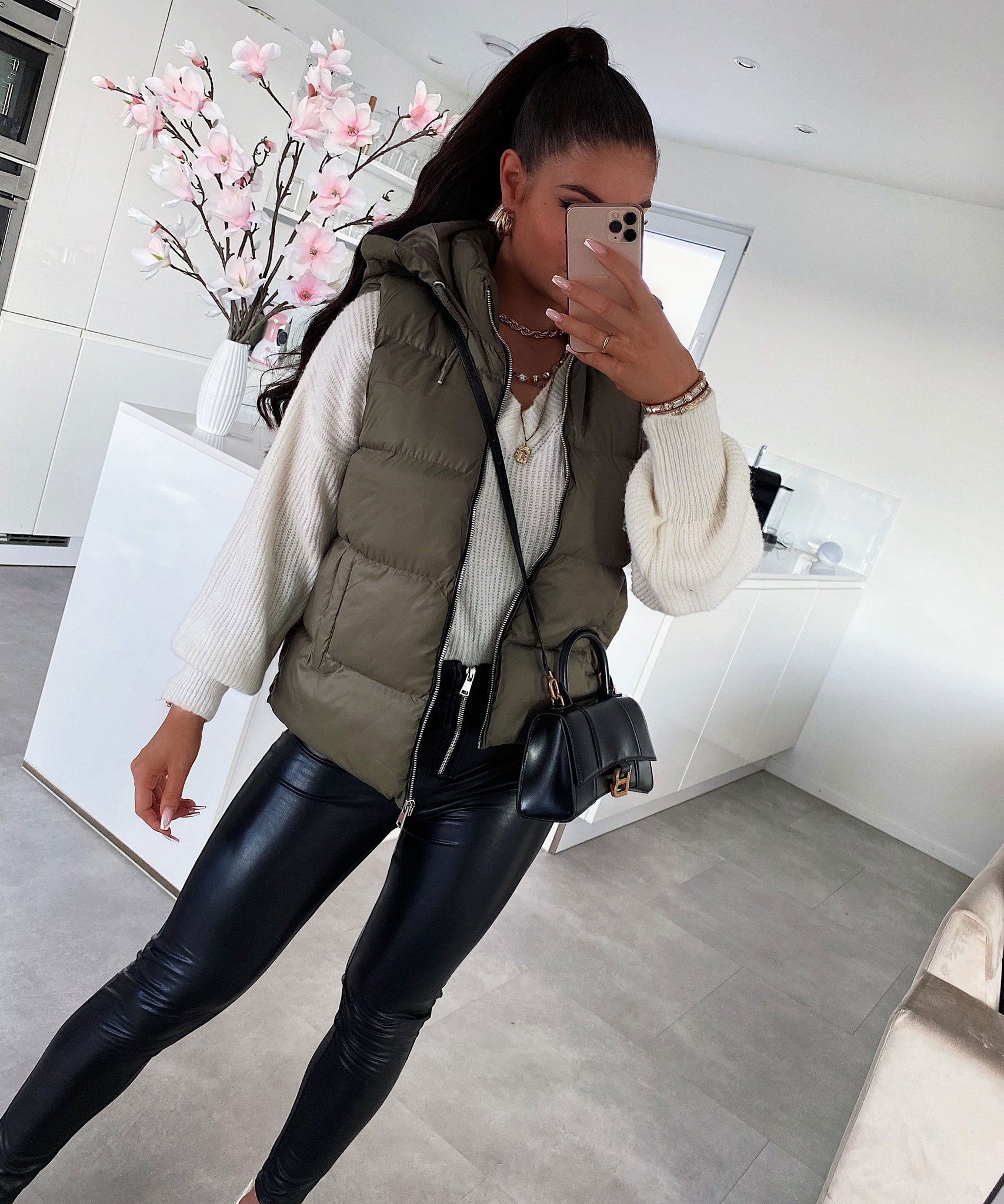 Weste Megan Kurz Khaki