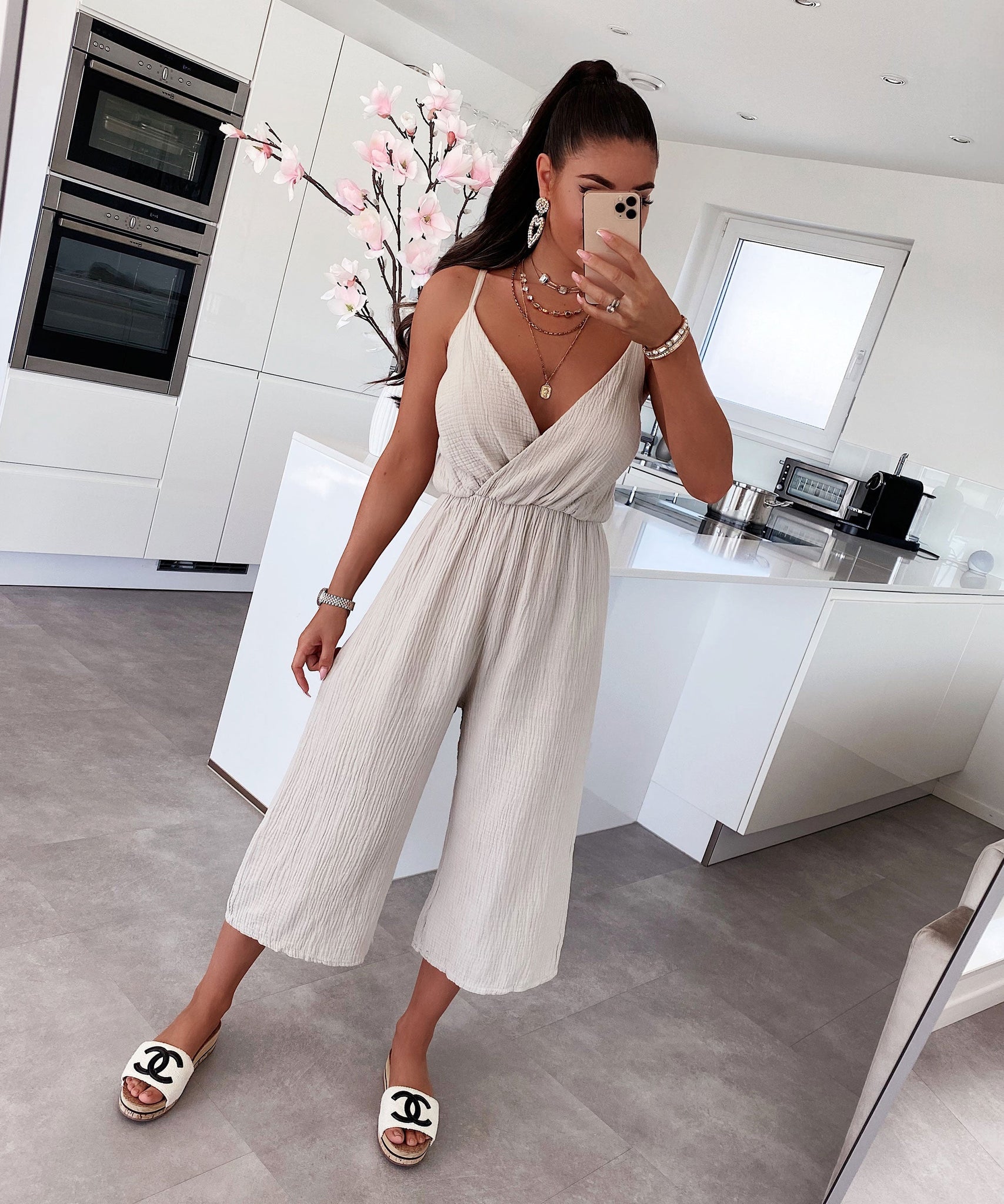 Musselin Jumpsuit Valeria Beige