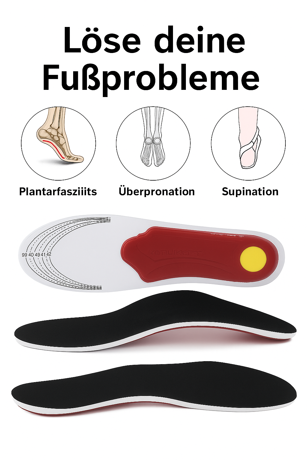 FußKraft™ – Einlegesohlen für Schmerzfreie Schritte & Gesunde Haltung (1+1 GRATIS)