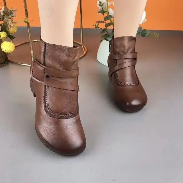 Cecelia™ - Retro Stiefeletten Aus Leder (50% RABATT)