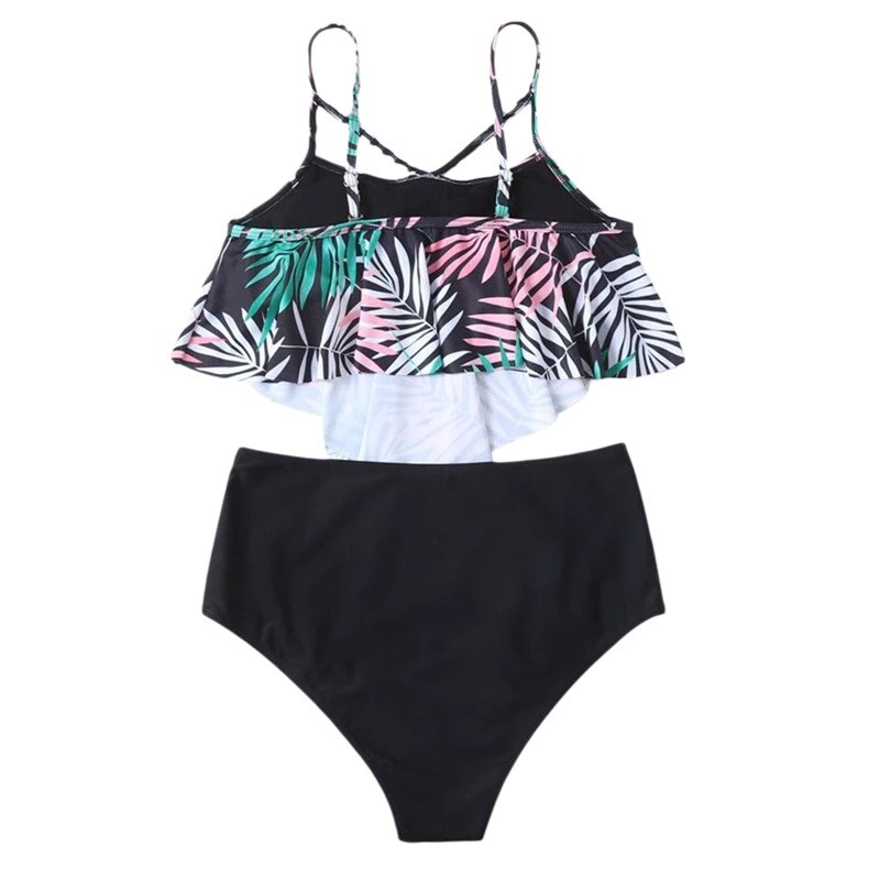 Modioza Träger-Badeanzug mit Blattdruck