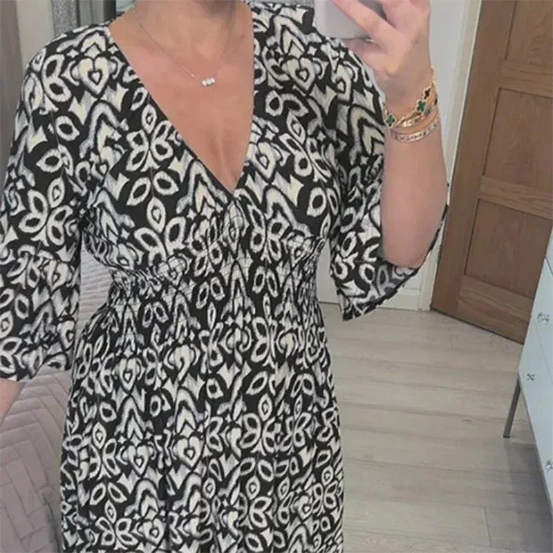 Linda™ -lässiges Maxikleid Mit V-ausschnitt Und Blumenmuster (50% RABATT)