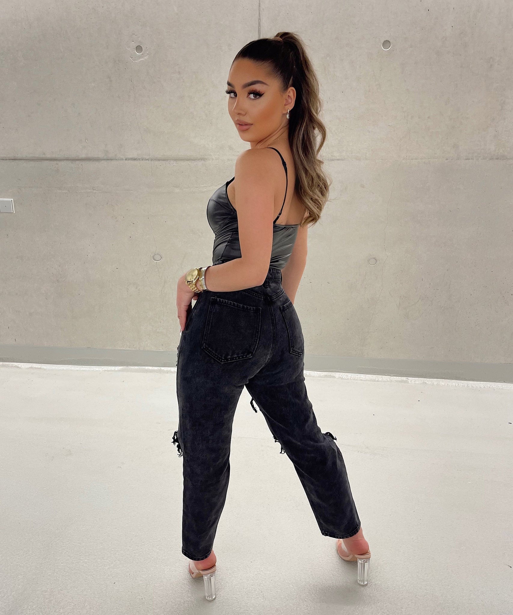 Mum Jeans Barca Schwarz