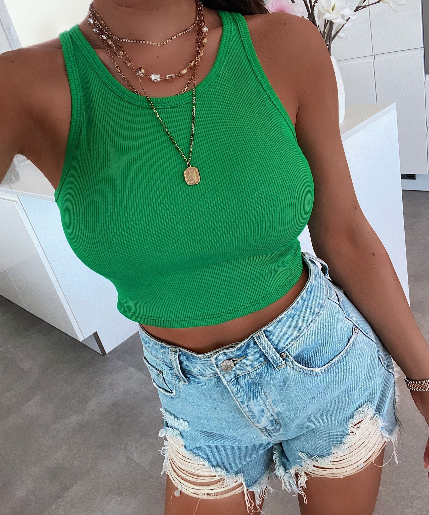 Top Chamie Dunkelgrün