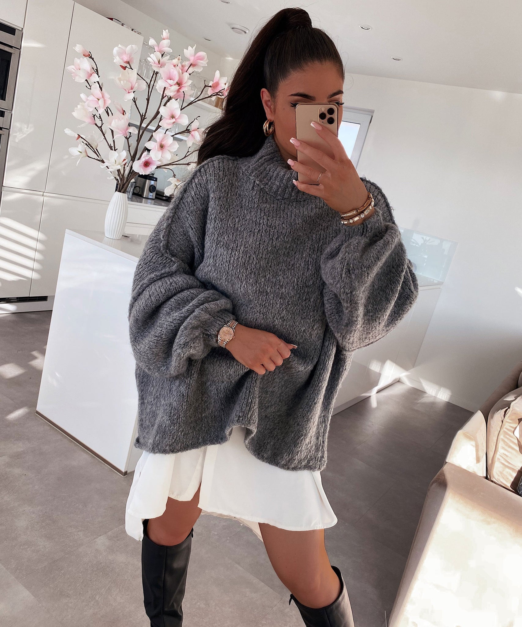 Oversize Pullover Nata Dunkelgrau