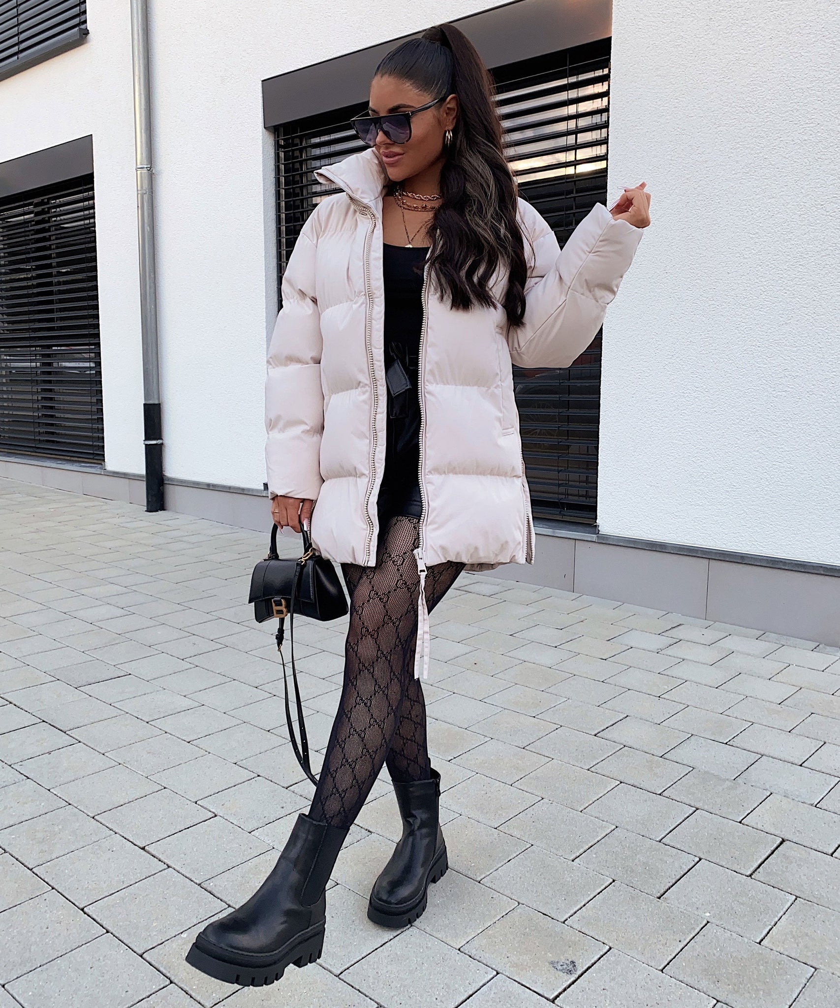 Jacke Midi Beige
