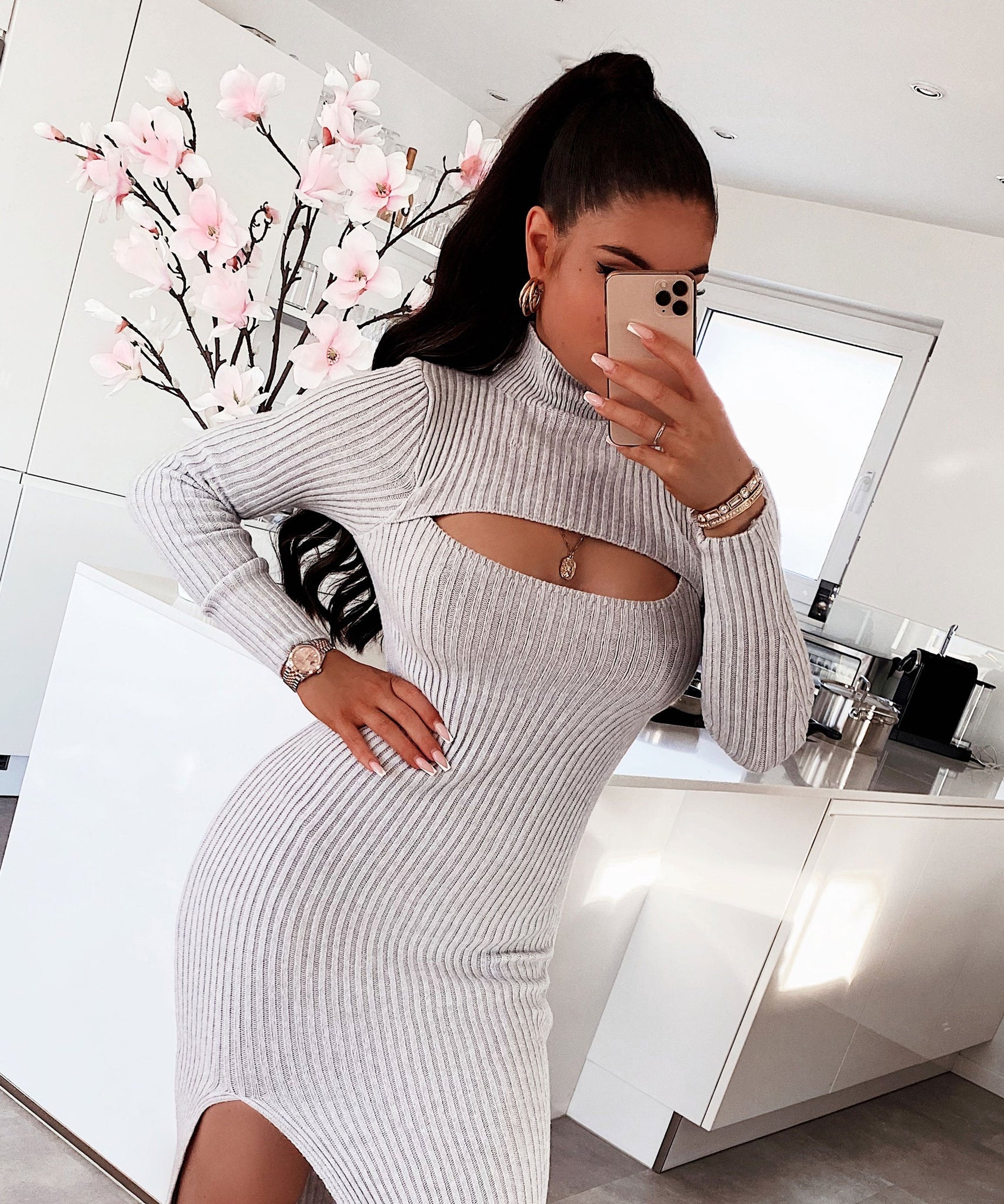 Strickkleid Leyre Hellgrau