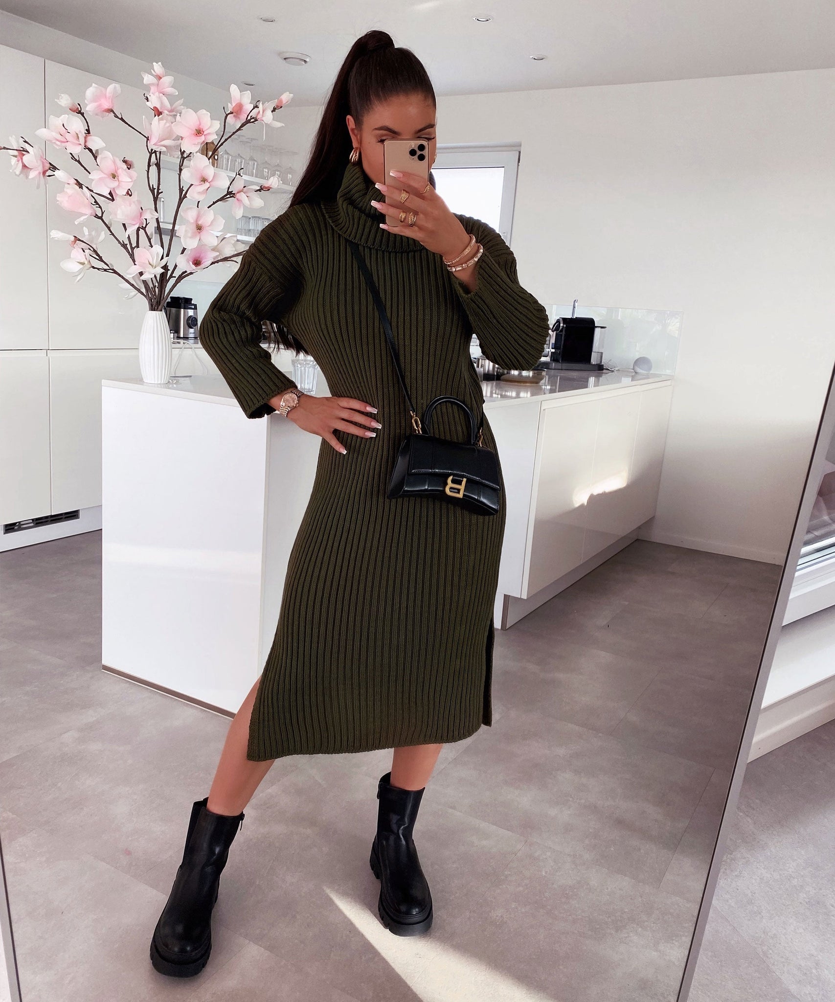 Strickkleid Rowan Khaki