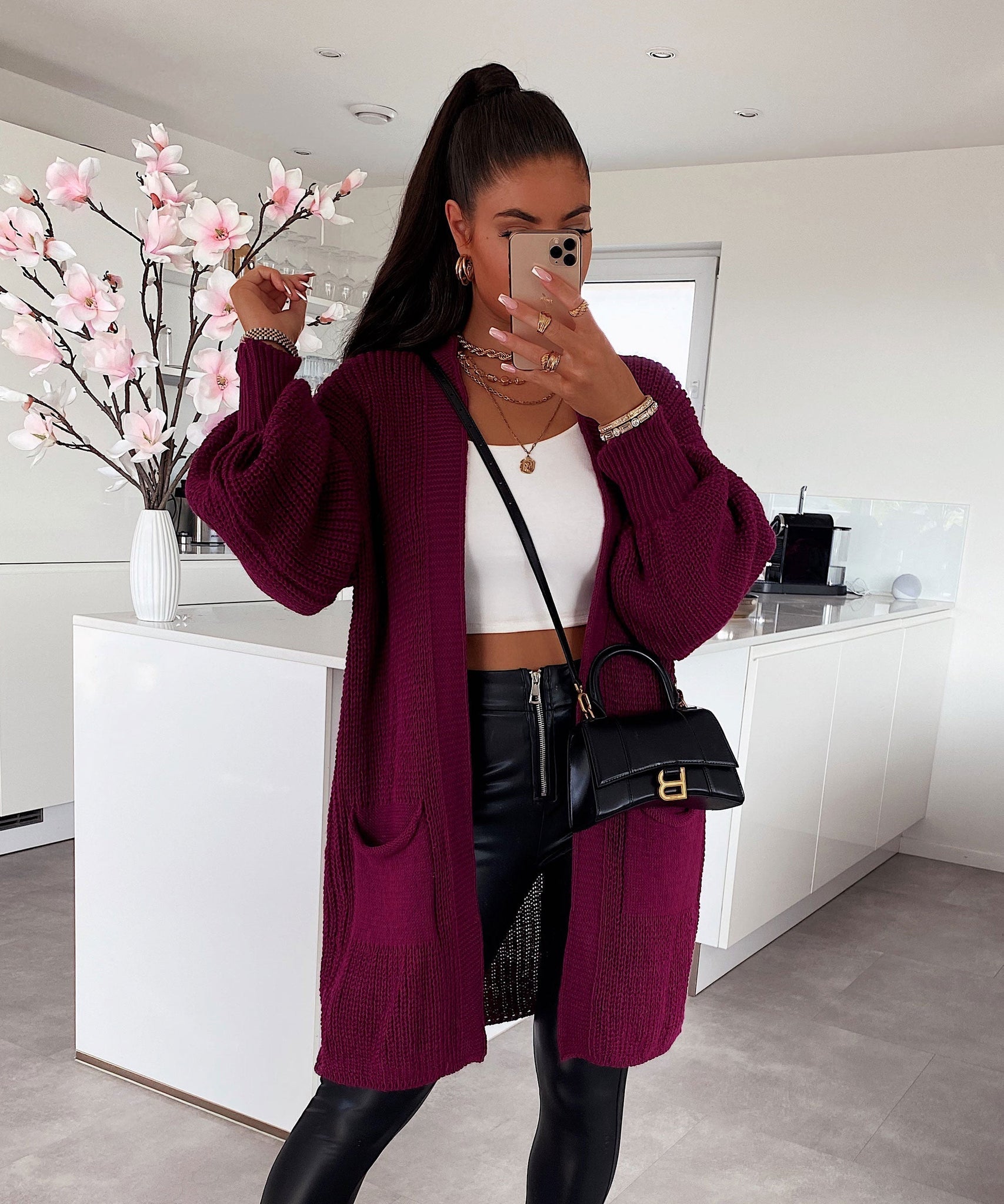 Cardigan Leilani Kurz Bordeaux