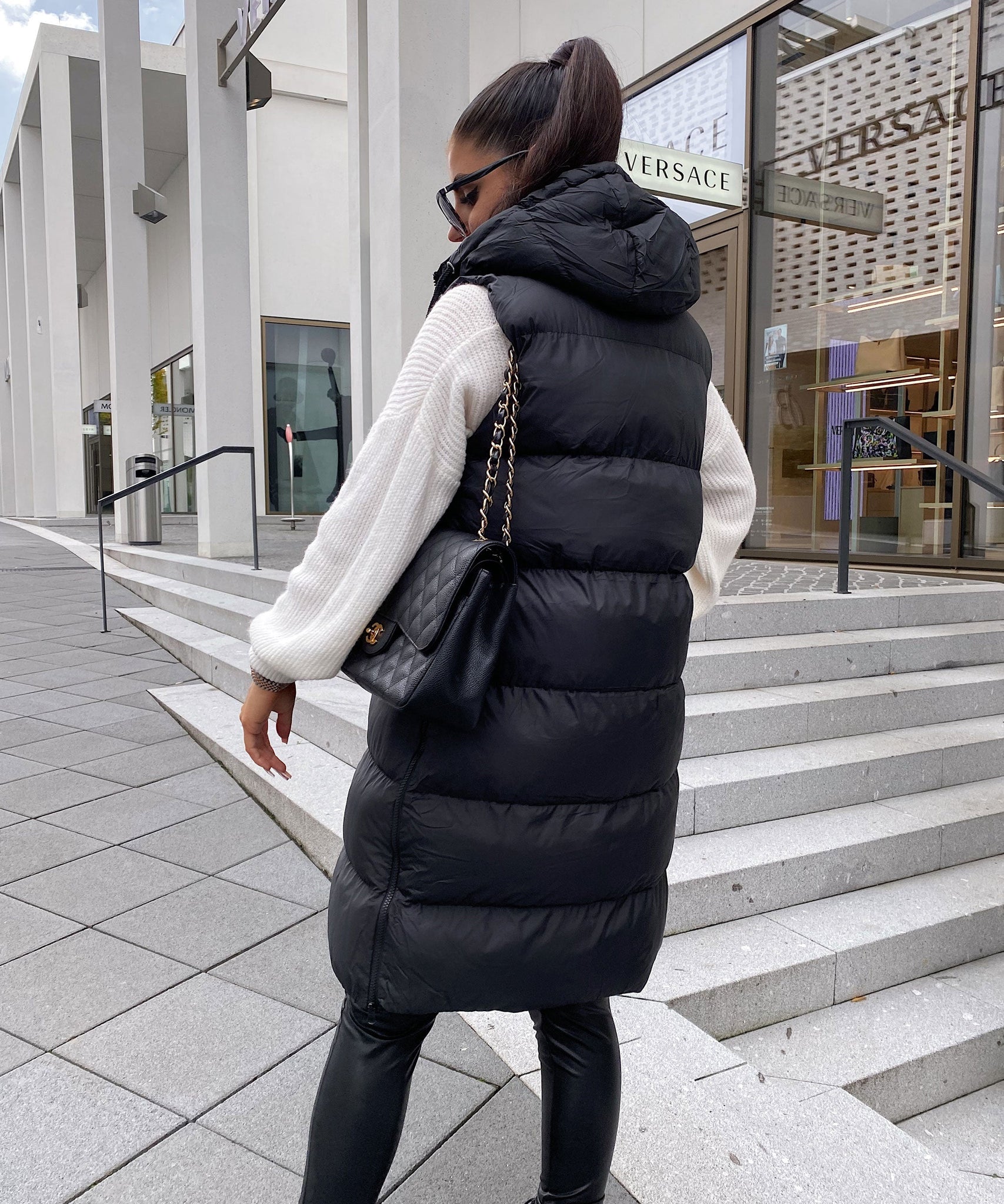 Weste Megan Lang Schwarz