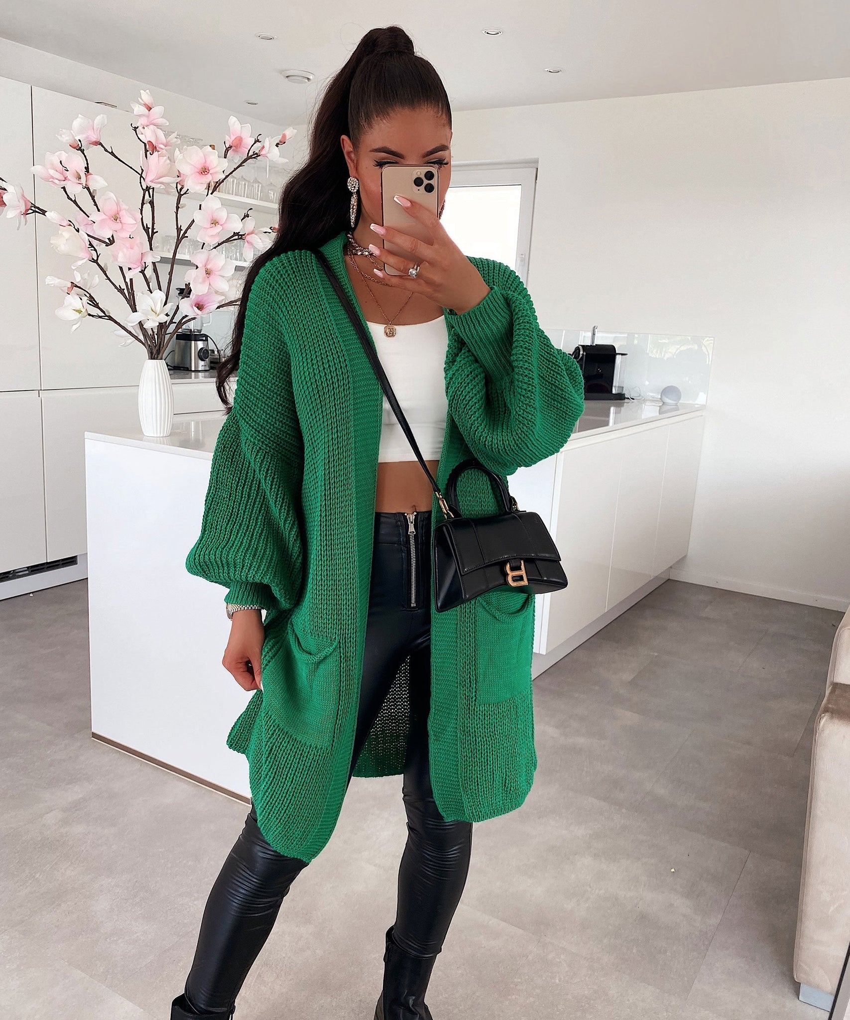 Cardigan Leilani Kurz Dunkelgrün