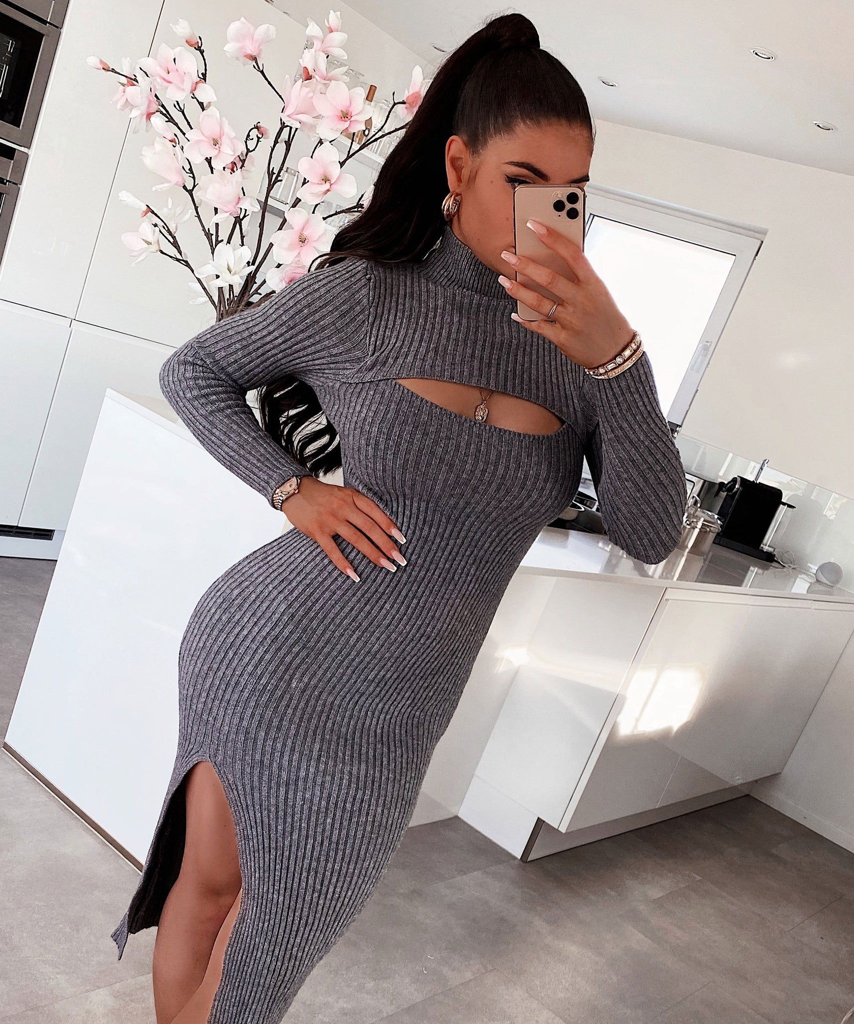 Strickkleid Leyre Dunkelgrau