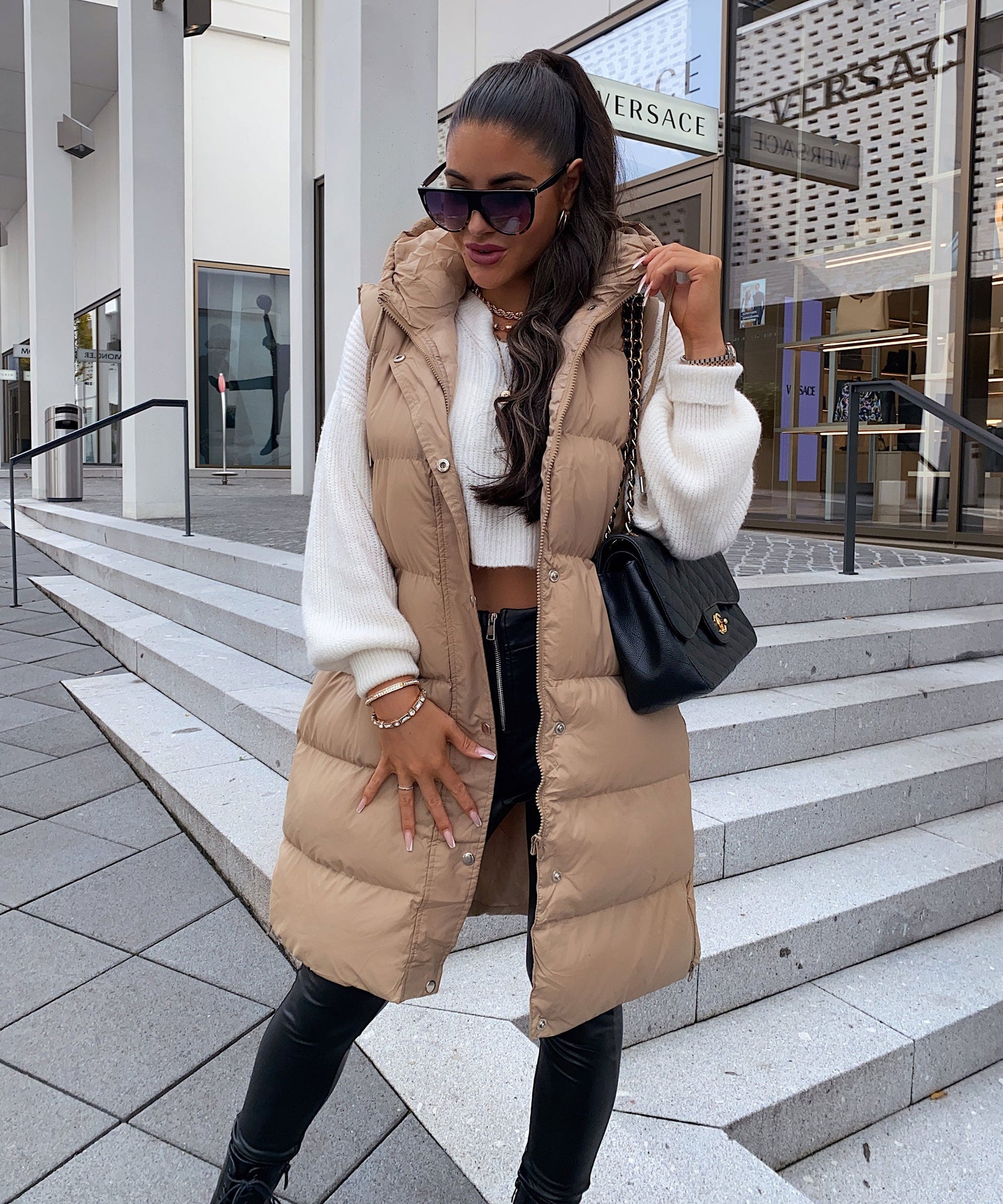 Weste Megan Lang Camel