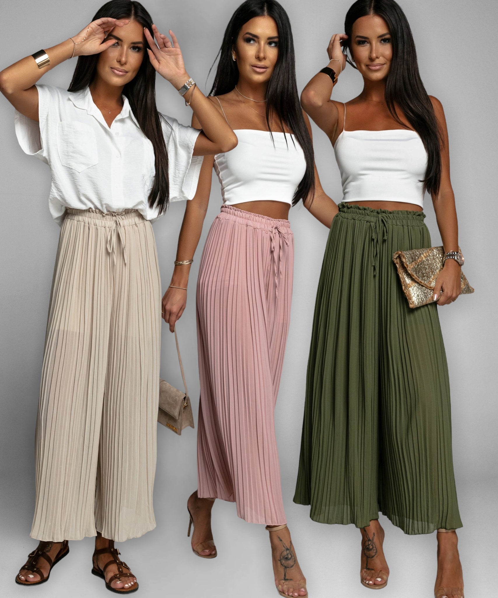 Plissee Hose Mira Beige