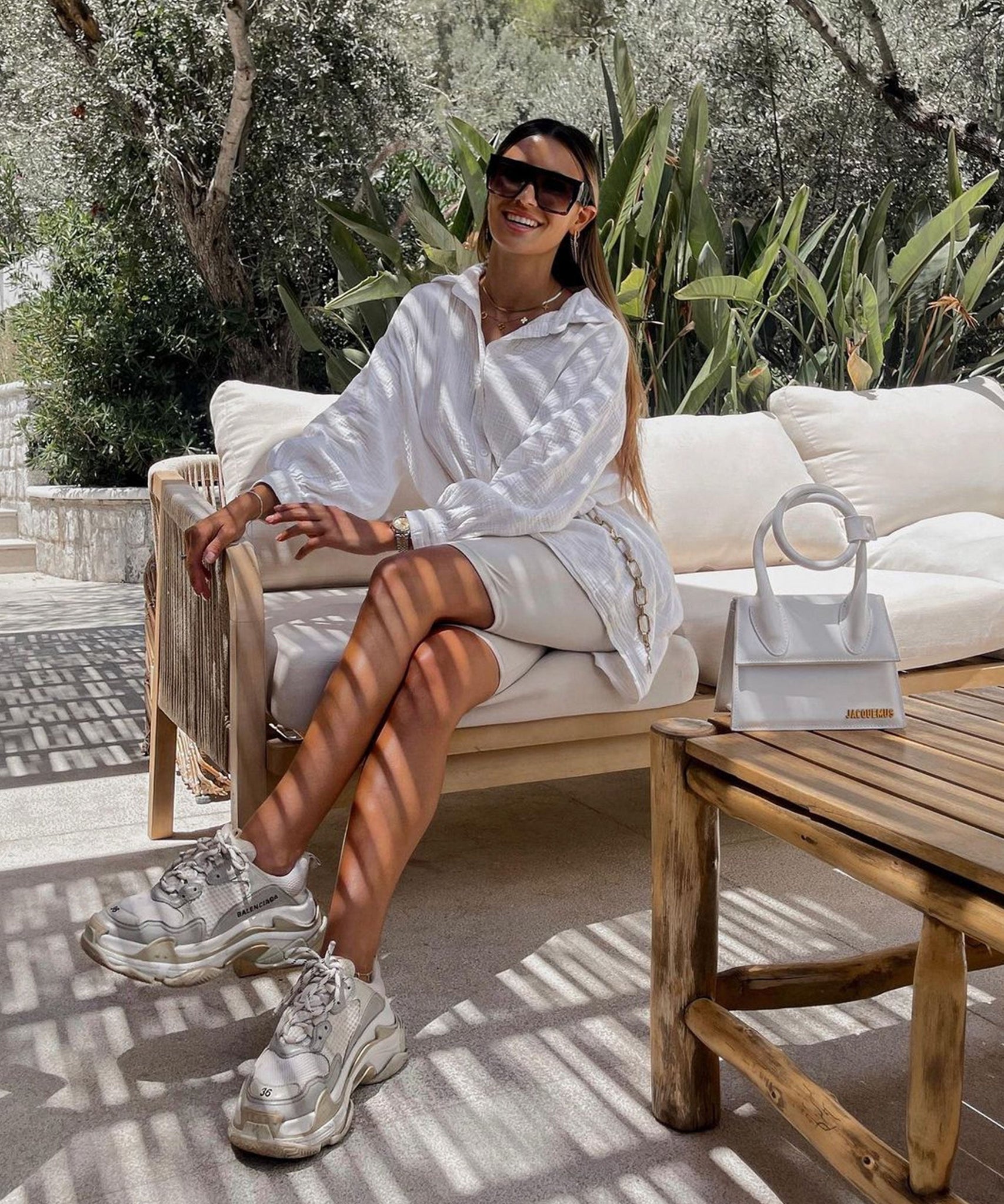 Oversize Musselin Bluse Freya Weiß Lang