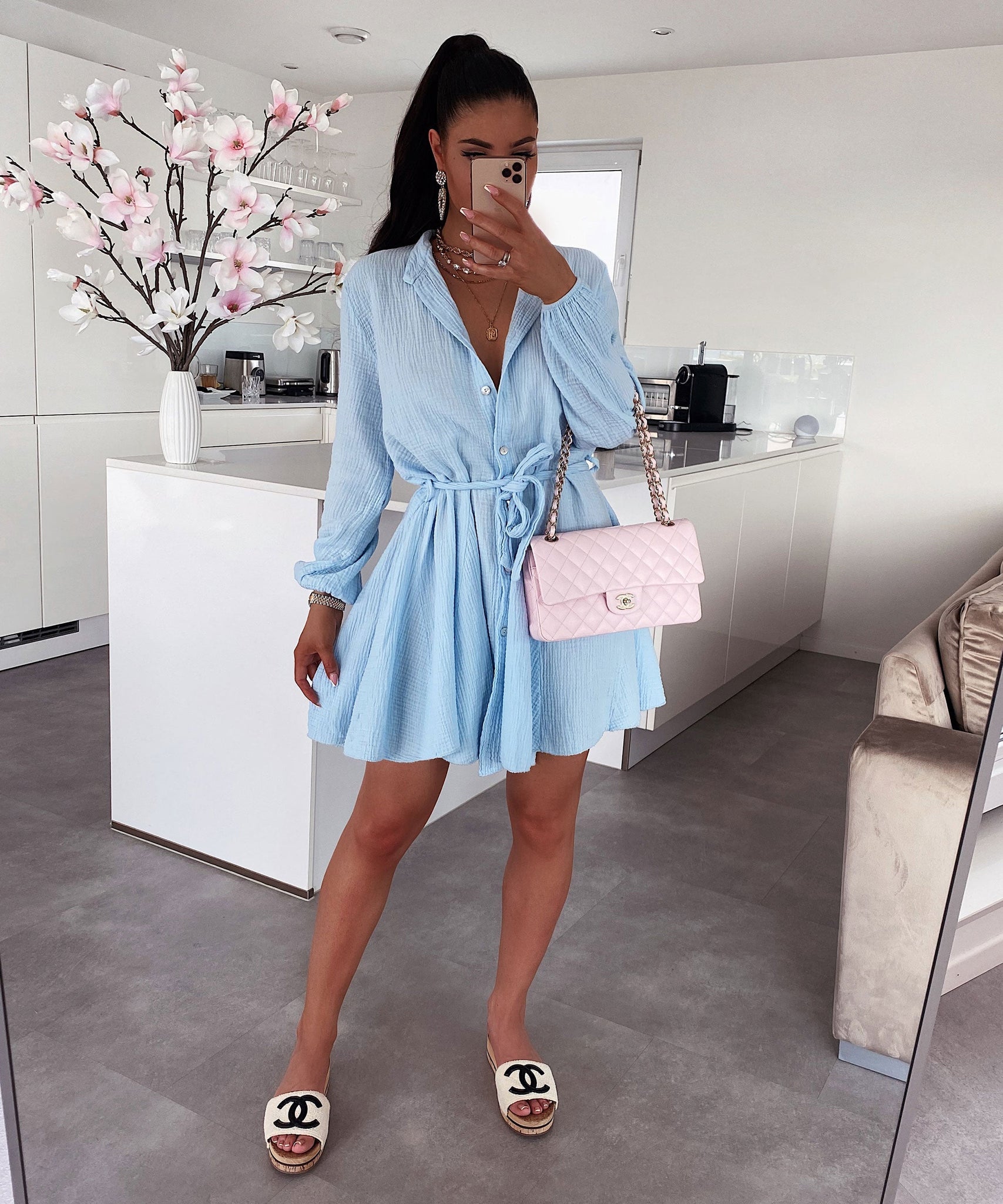 Musselin Kleid Daisy Hellblau