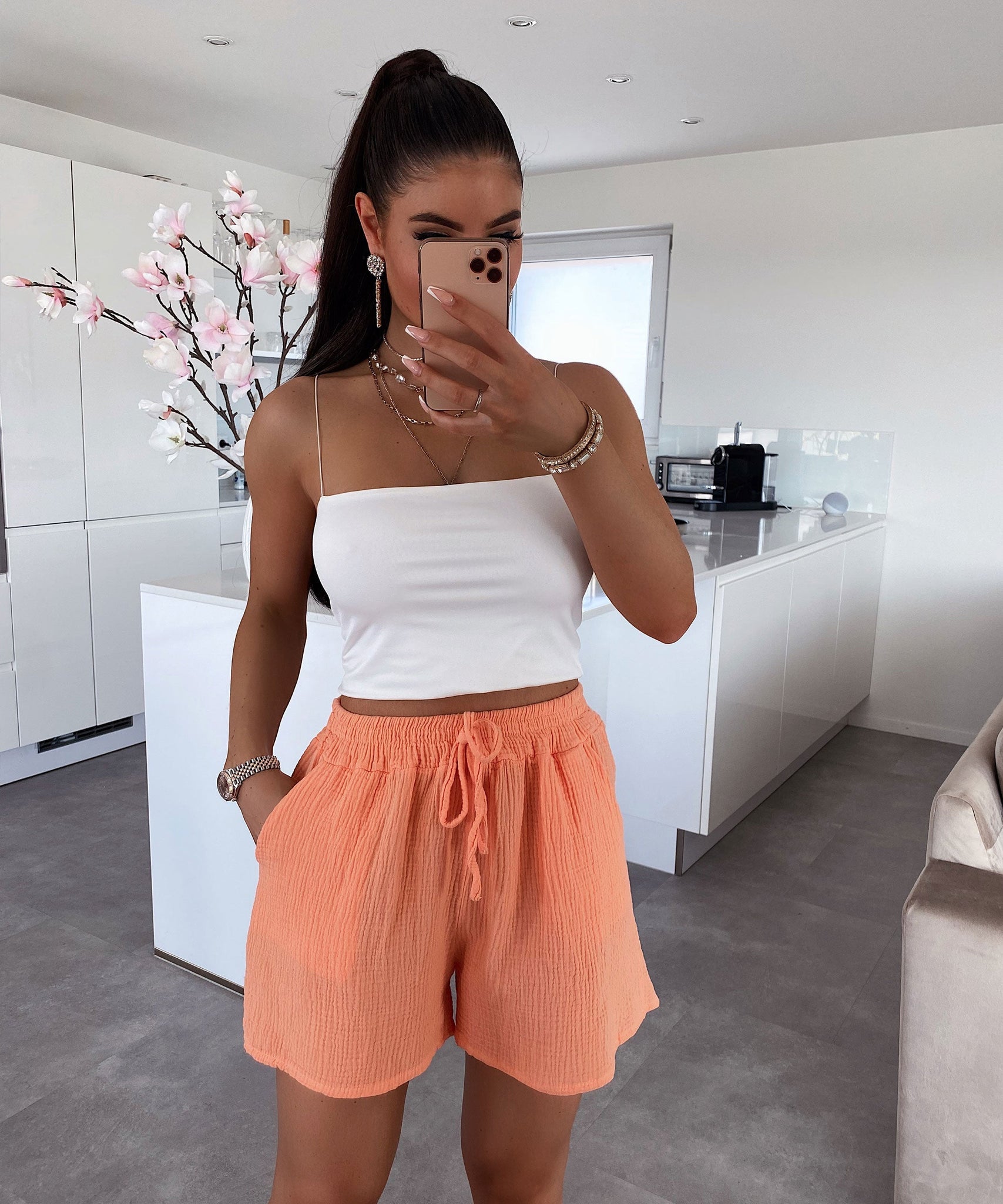 Musselin Shorts Hellorange