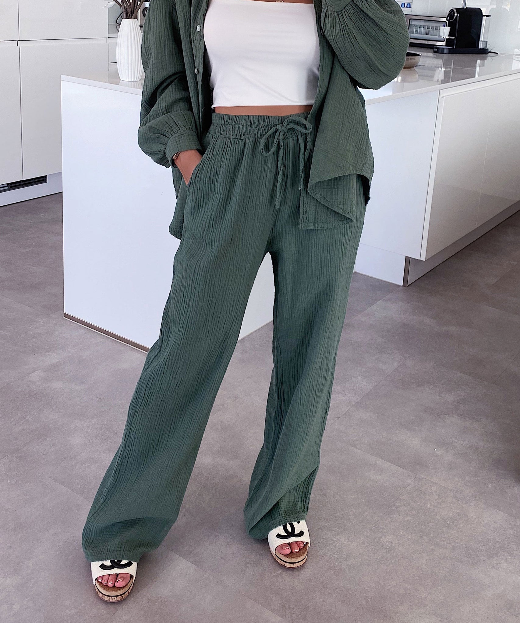 Musselin Hose Abril Khaki