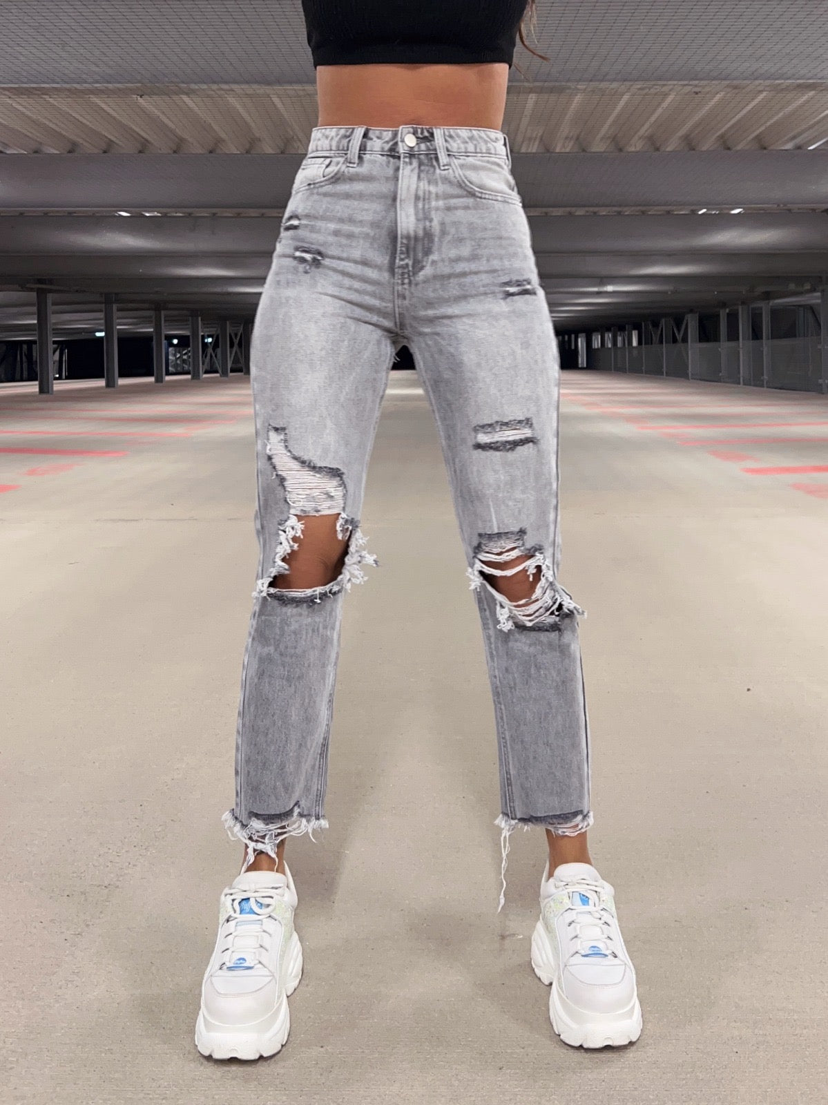 Mum-Jeans Paris Grau