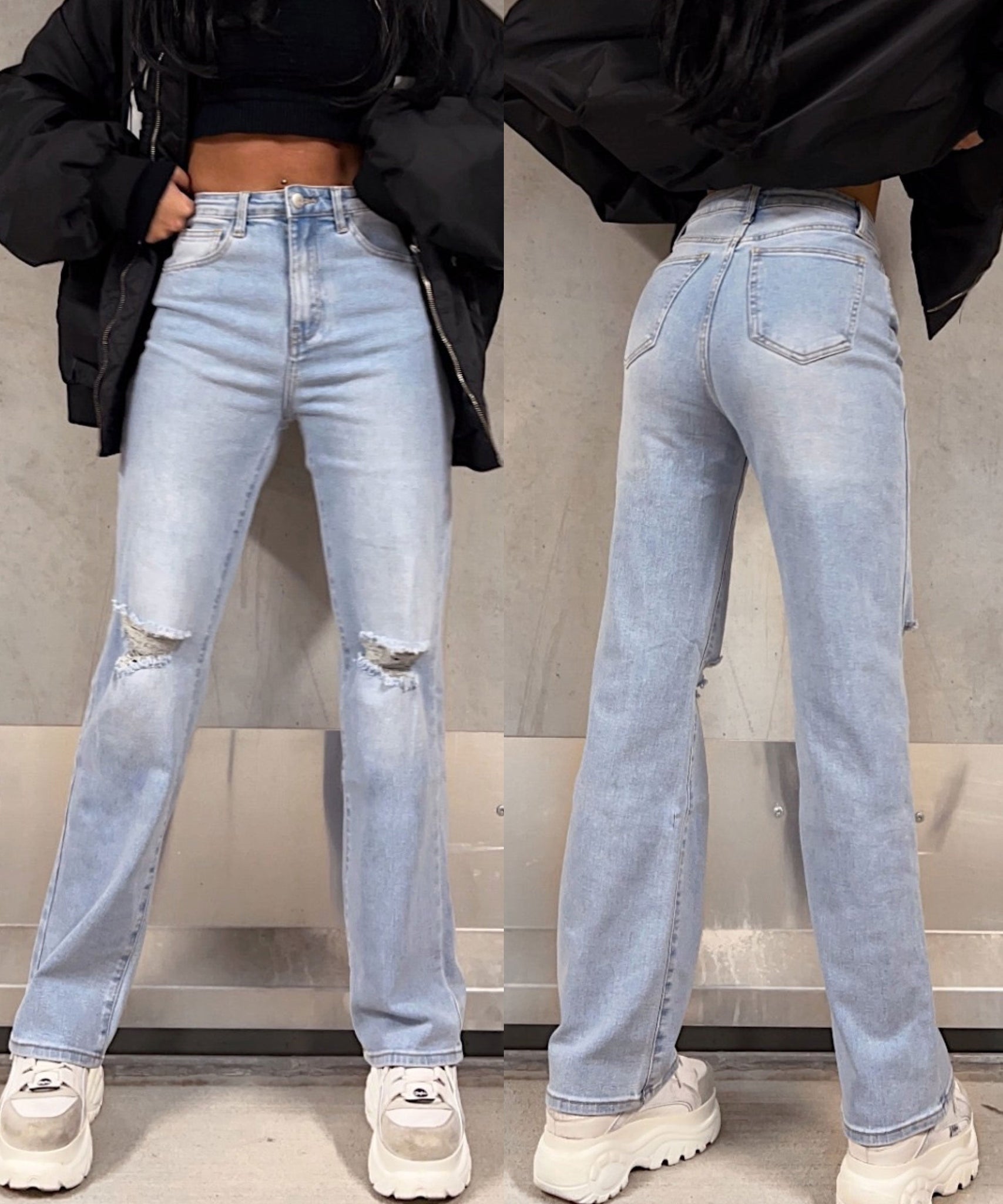 Wide Leg Jeans Felicia Hellblau