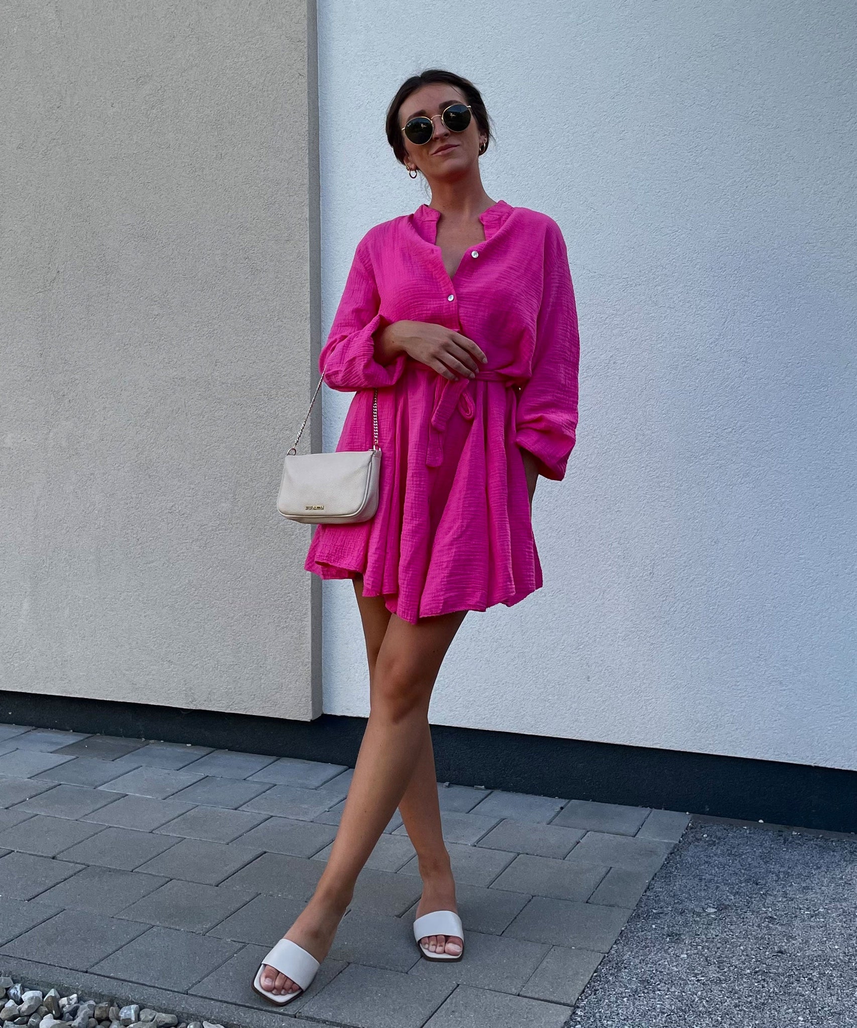 Musselin Kleid Daisy Fuchsia Pink