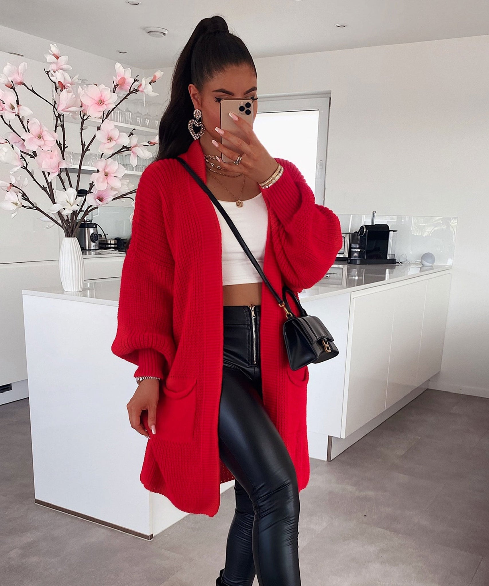 Cardigan Leilani Kurz Rot